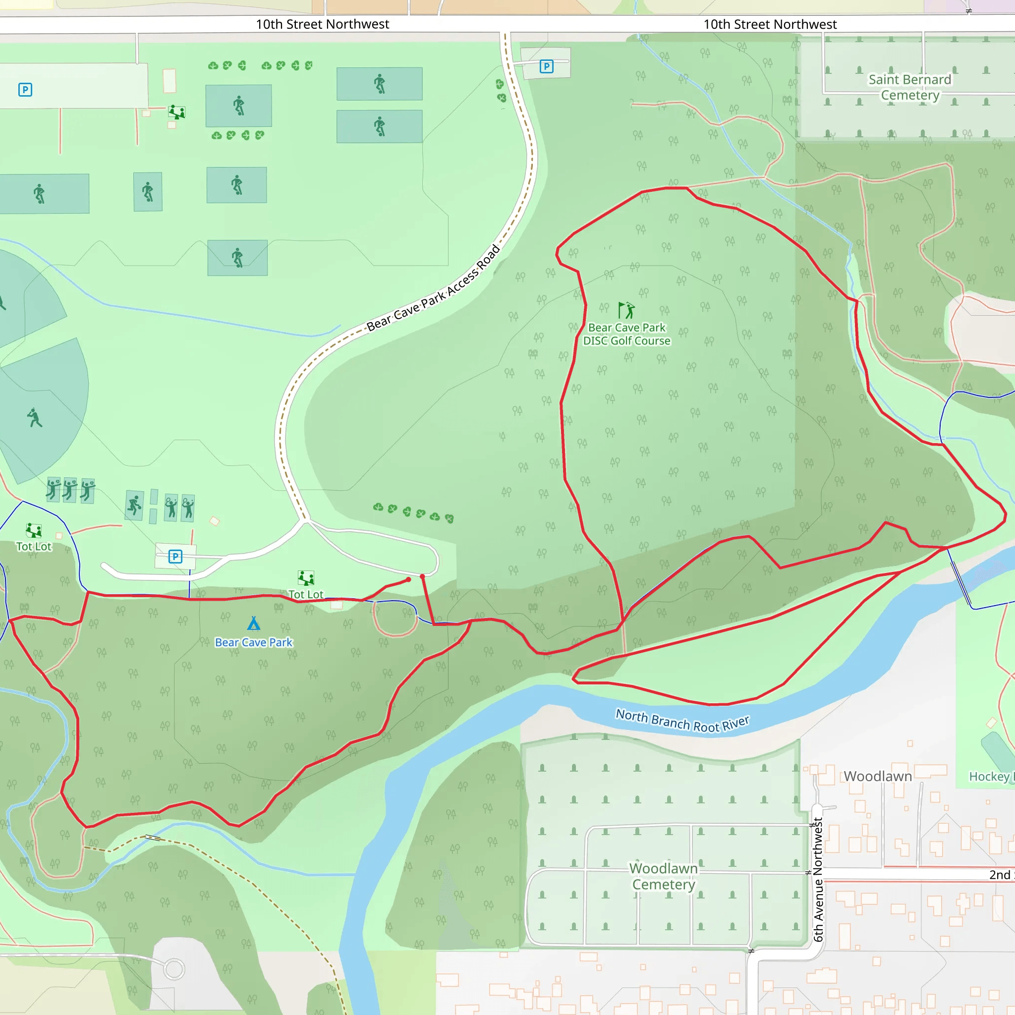 Bear Cave Park and North Branch Root River Loop mobile static map