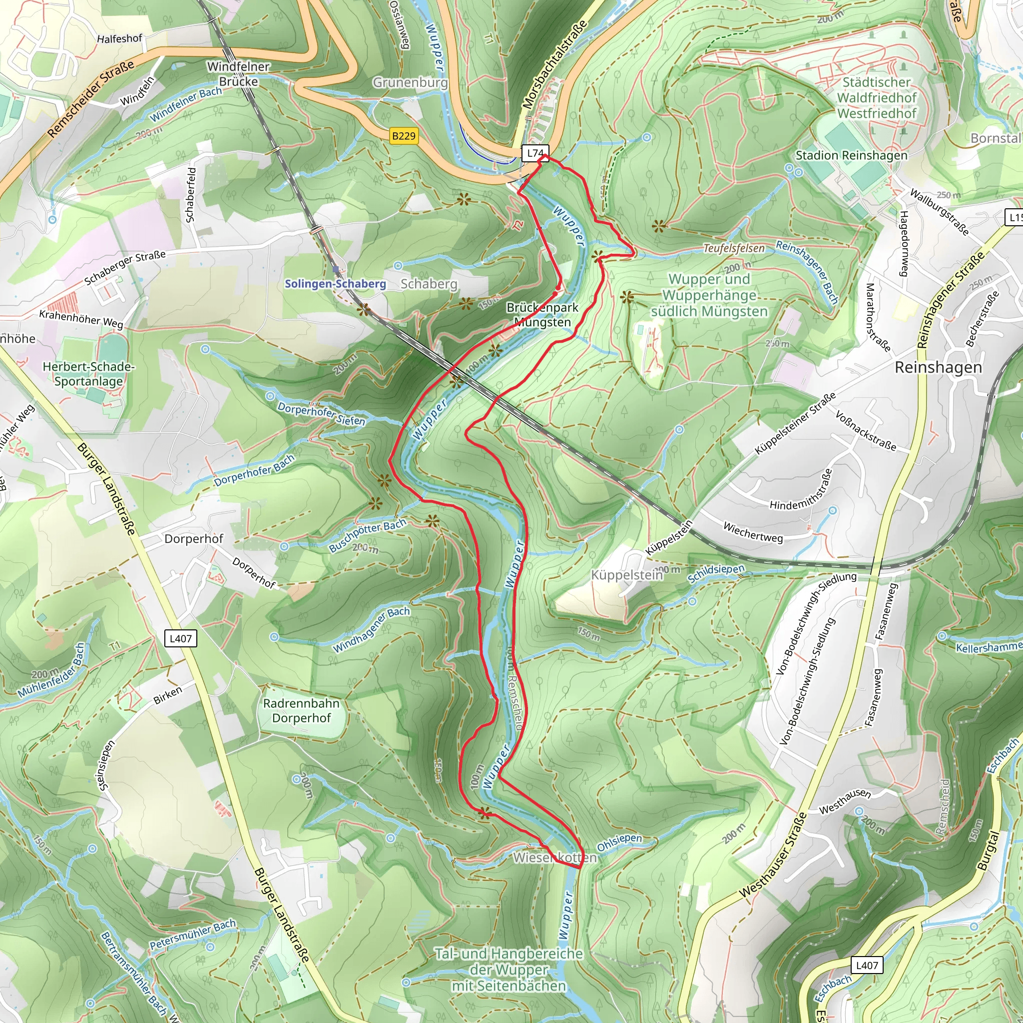 River Wupper Loop - Schaberg mobile static map