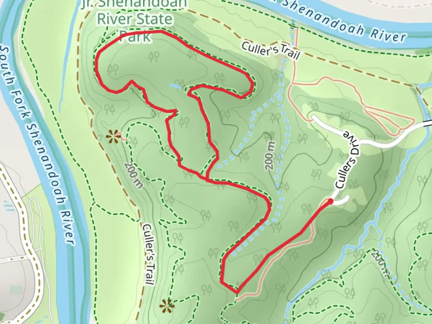 An image depicting the trail Big Oak Loop Trail - Easy and its surrounding area.