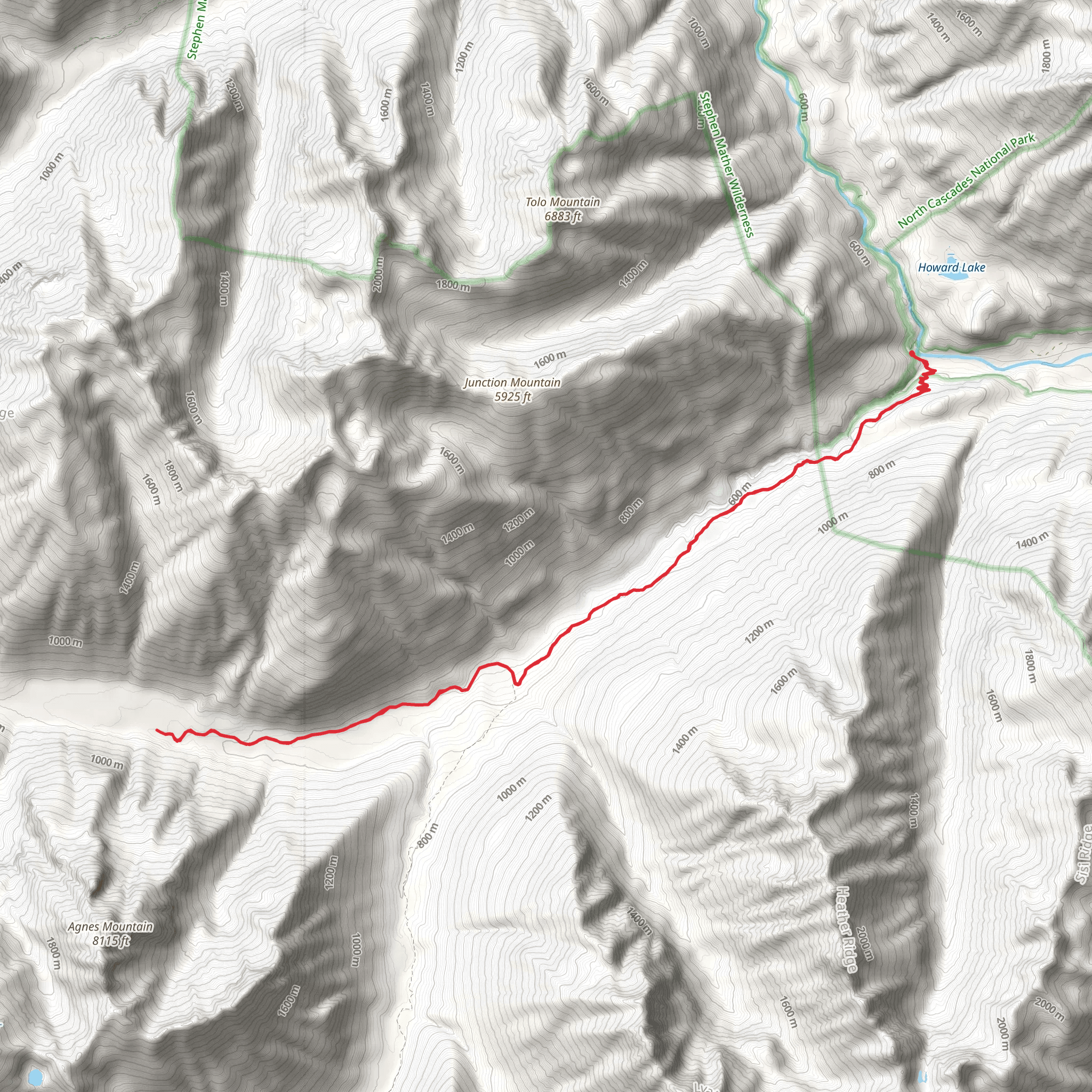 West Fork Agnes Creek Trail via PCT - Washington Section K Trail mobile static map