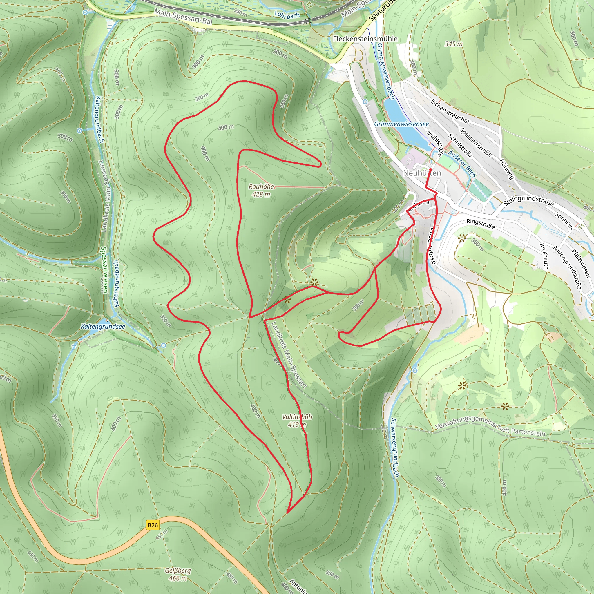 Rauhohe, Valtinshoh and Rothenbucher Forst Loop mobile static map