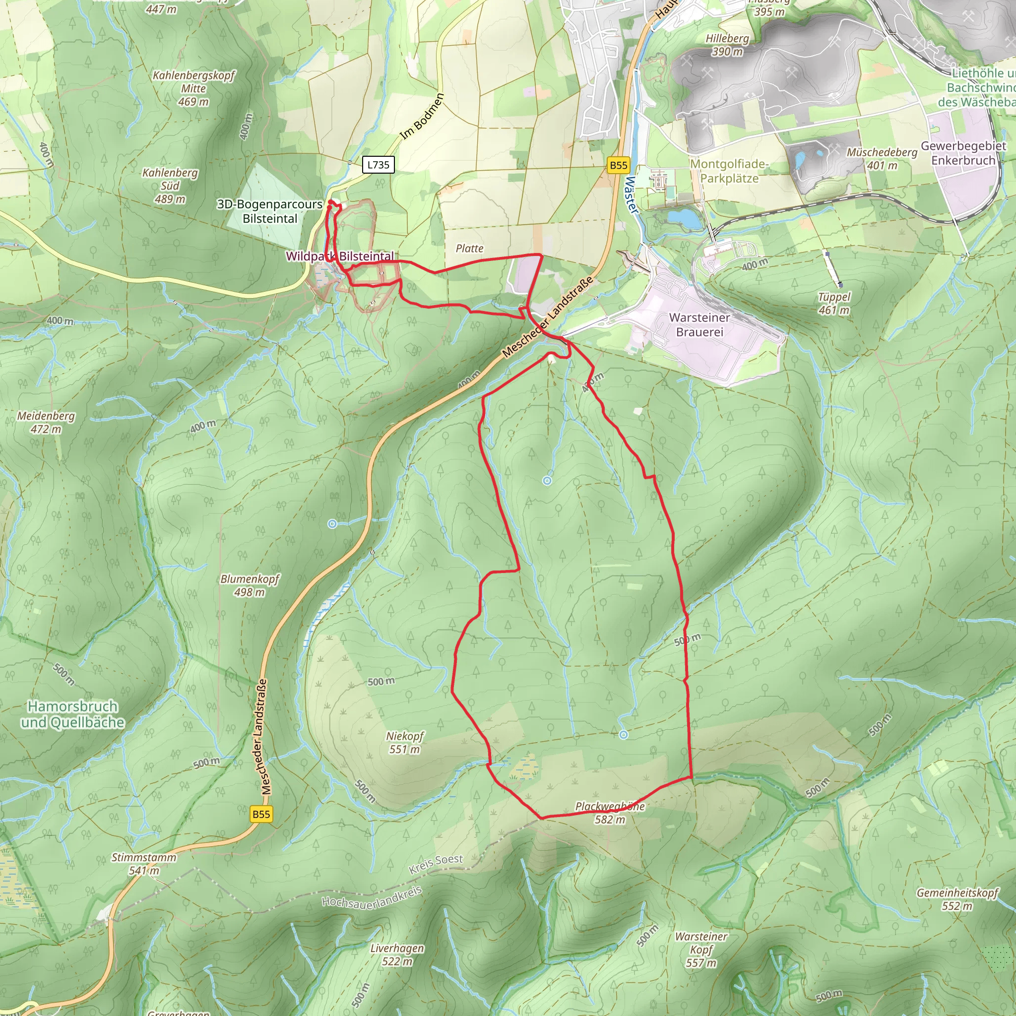 Plackweghöhe via Warstein Hoehle mobile static map
