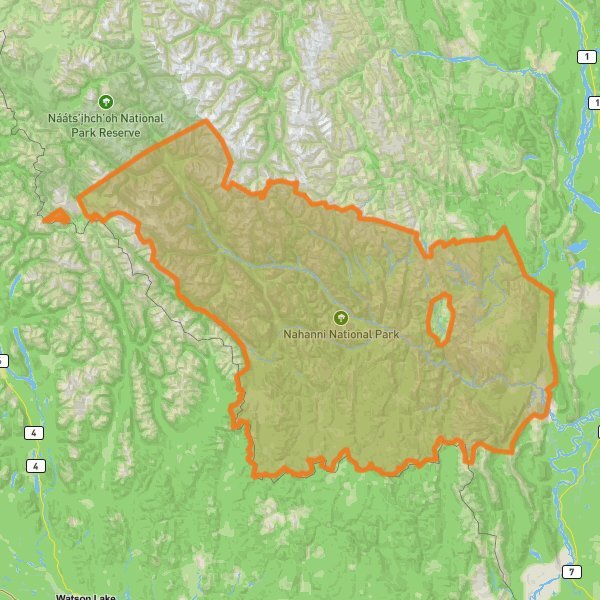 Nahanni National Park Reserve of Canada mobile static map