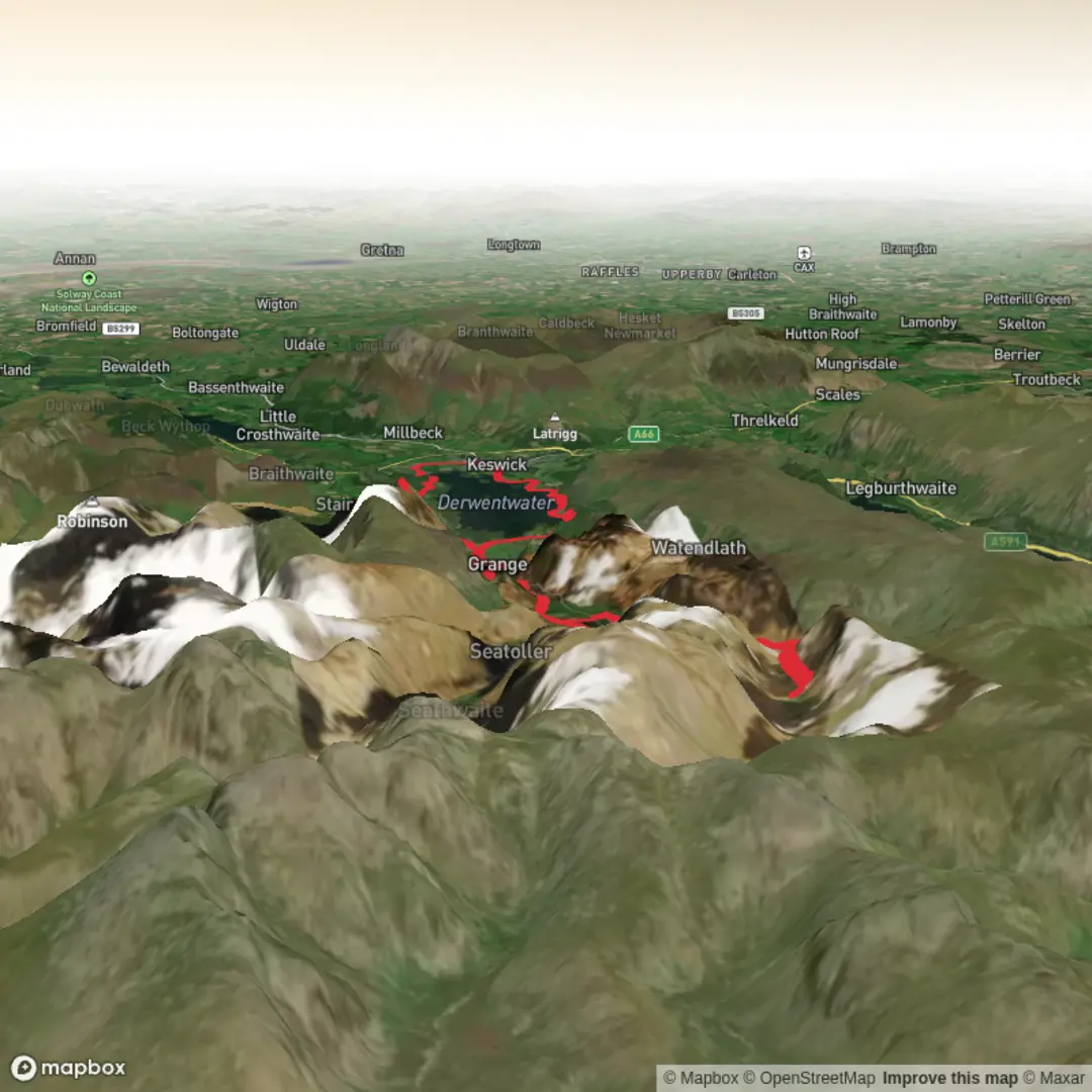 An image depicting the trail Catbells to Black Moss Pot and its surrounding area.