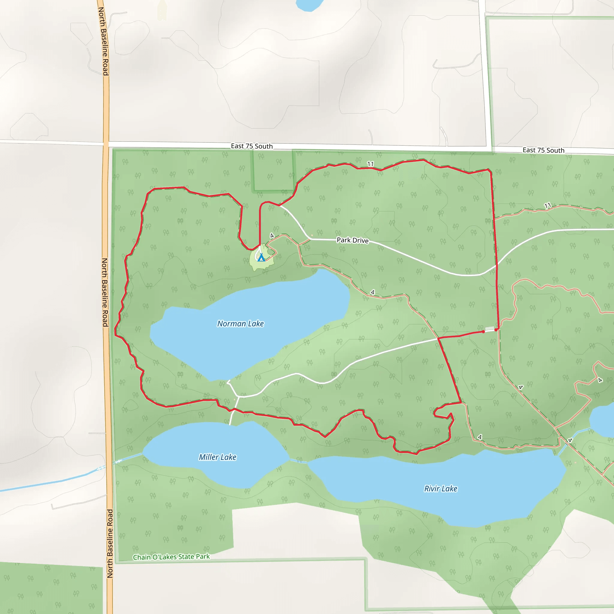 Miller Lake and Norman Lake Big Loop mobile static map