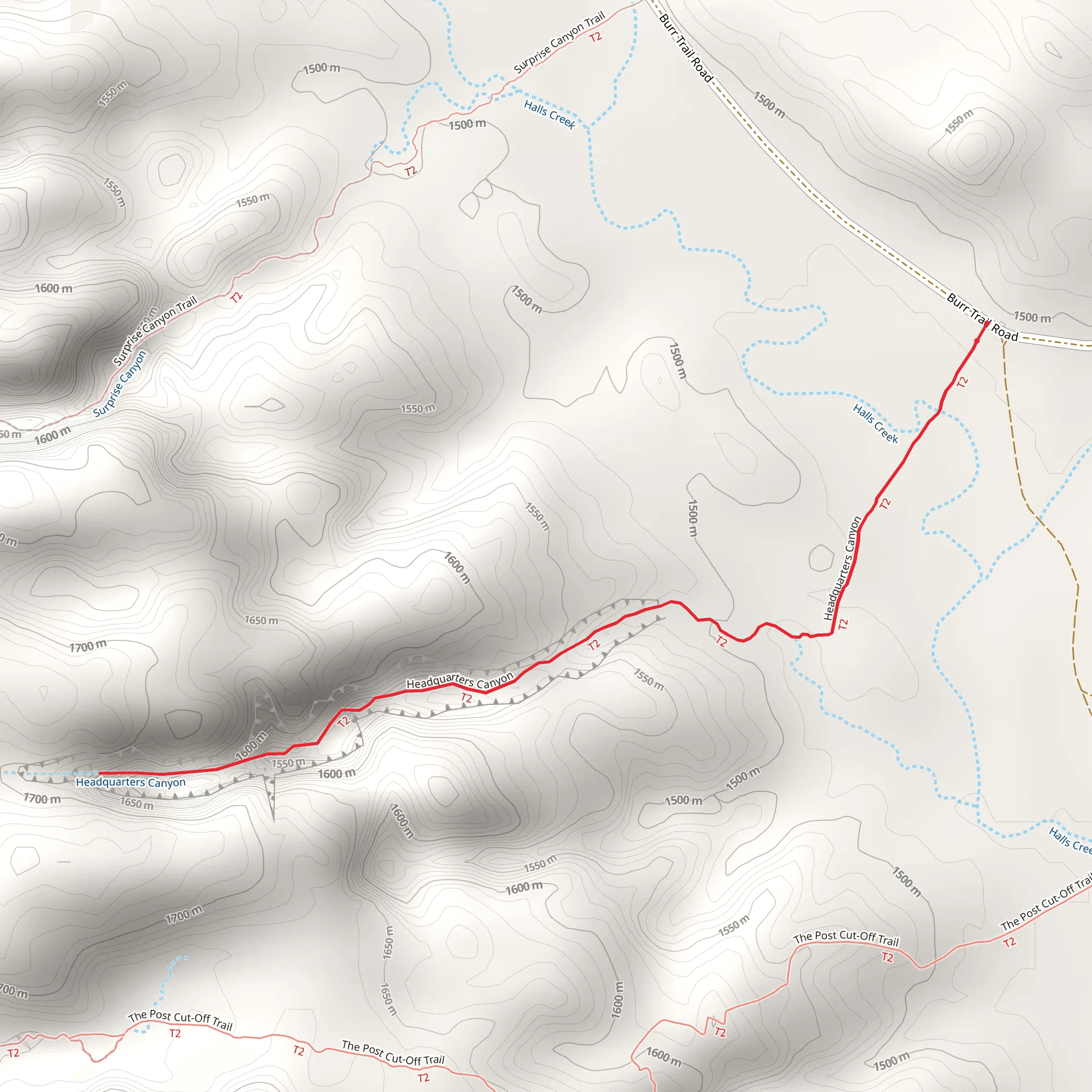 Headquarters Canyon Trail mobile static map