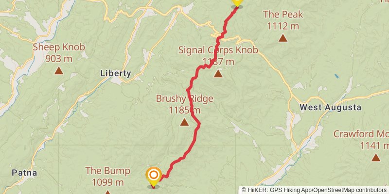 Shenandoah Mountain Trail stage 2 Map