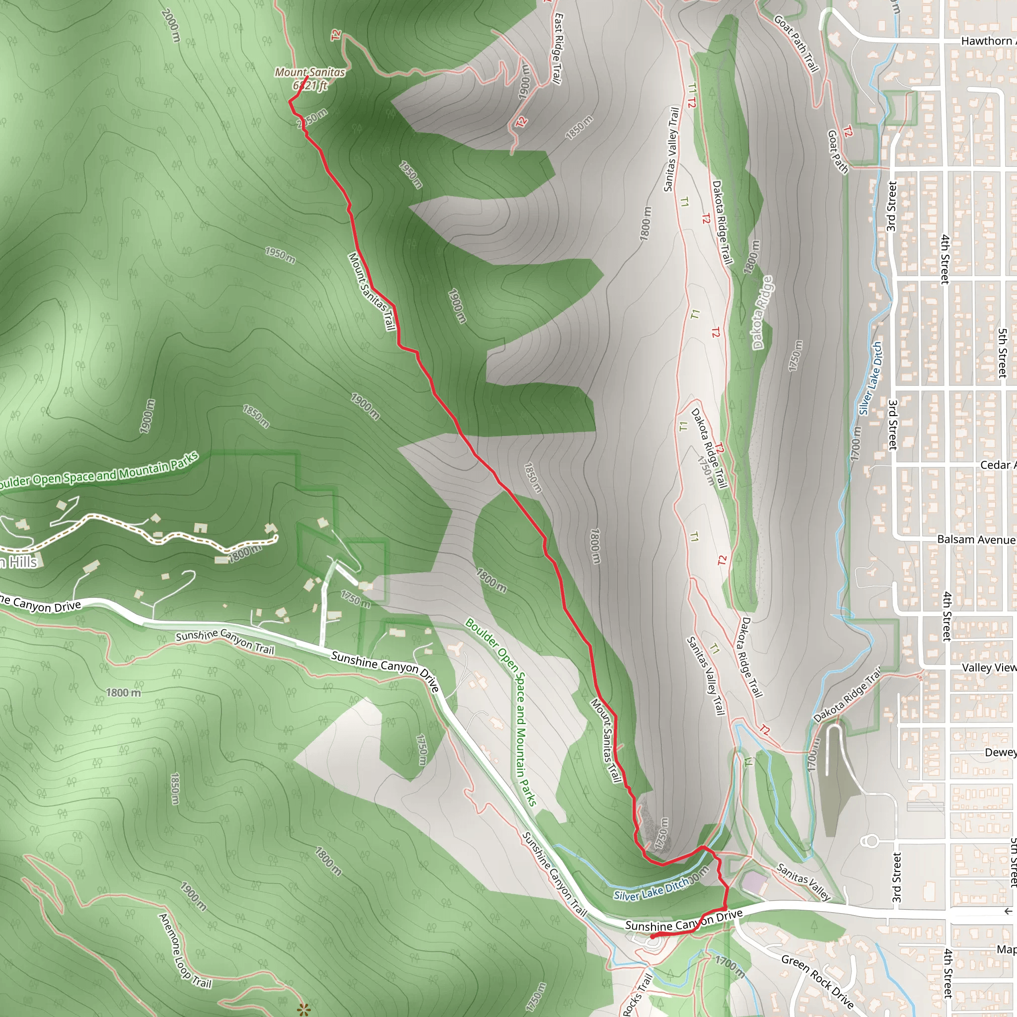 Mount Sanitas Trail mobile static map