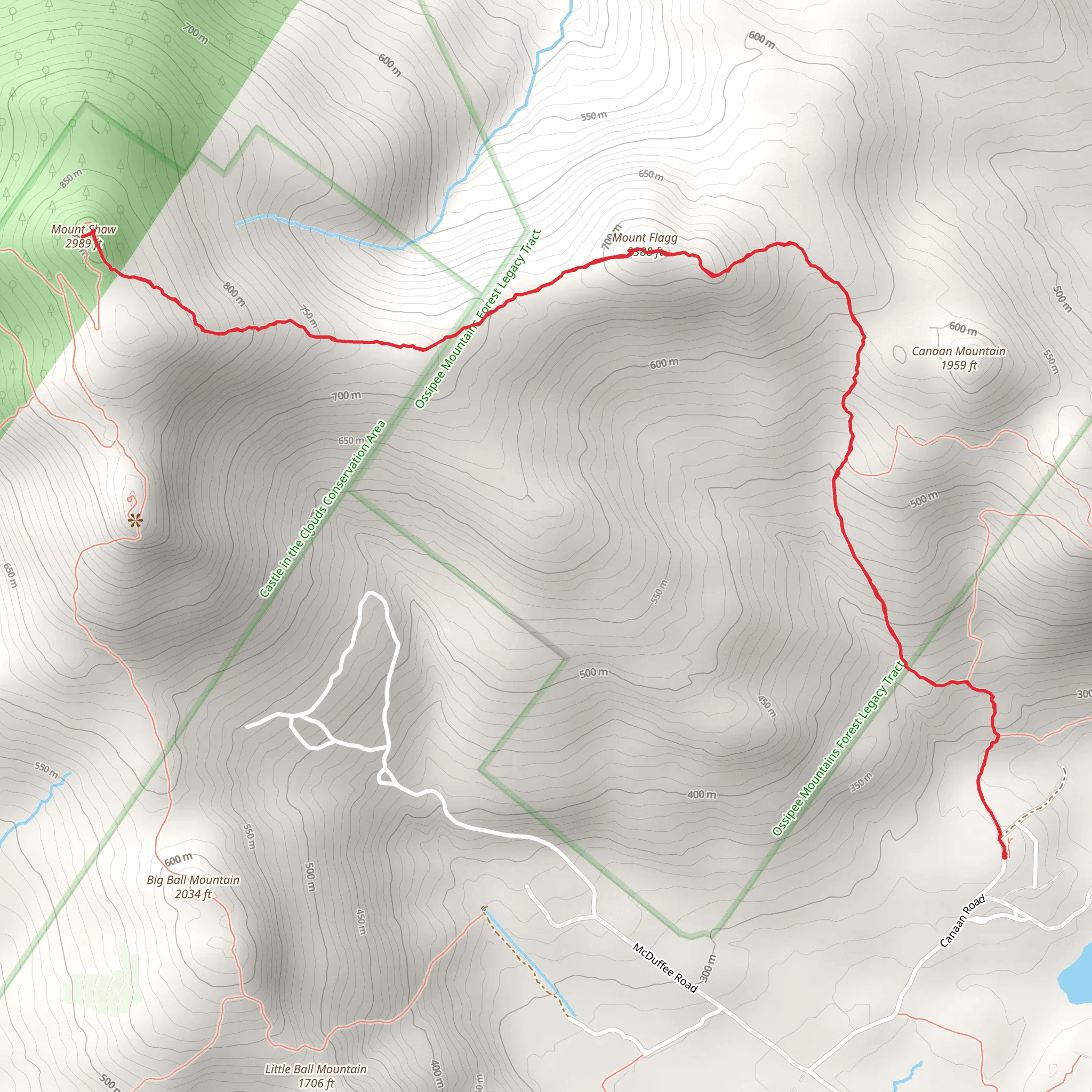 Mount Flagg and Mount Shaw Trail via Canaan Road mobile static map
