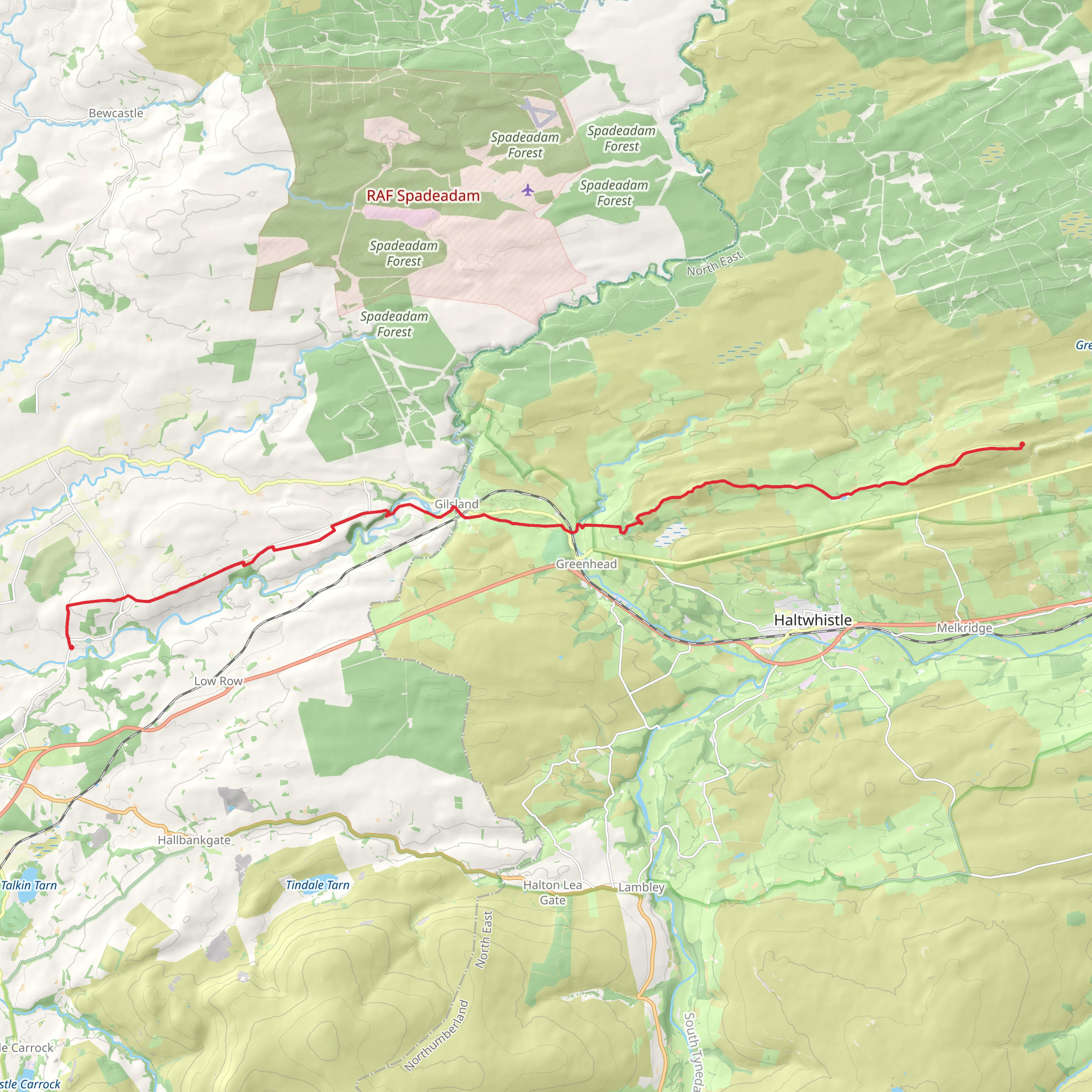 Once Brewed to Lanercost Walk mobile static map