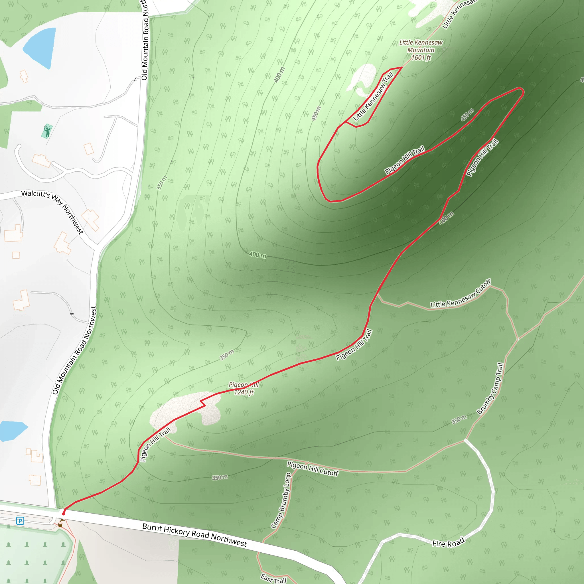 Little Kennesaw Mountain and Pigeon Hill Trail mobile static map