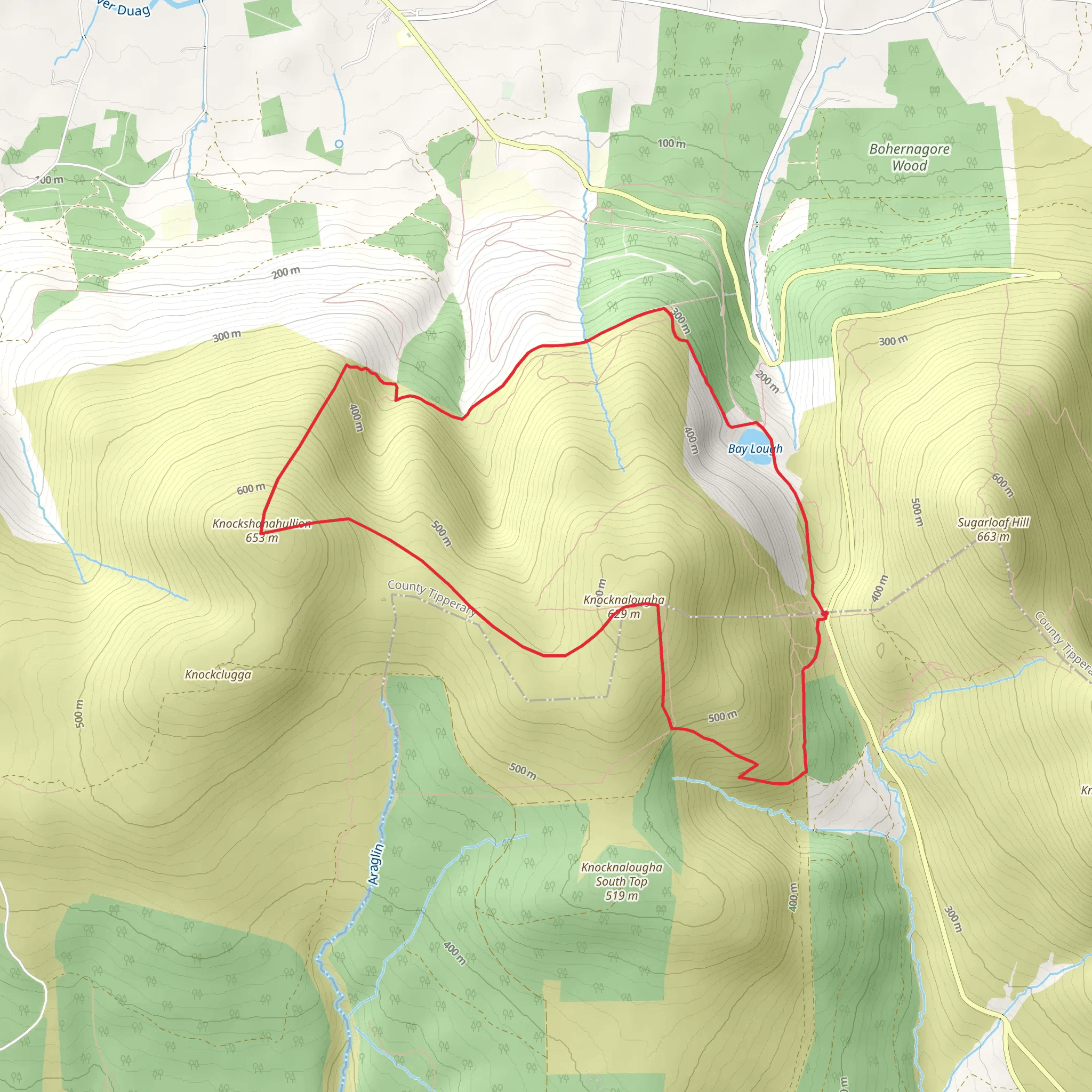 Knockshanahullion and Knocknalougha Loop mobile static map