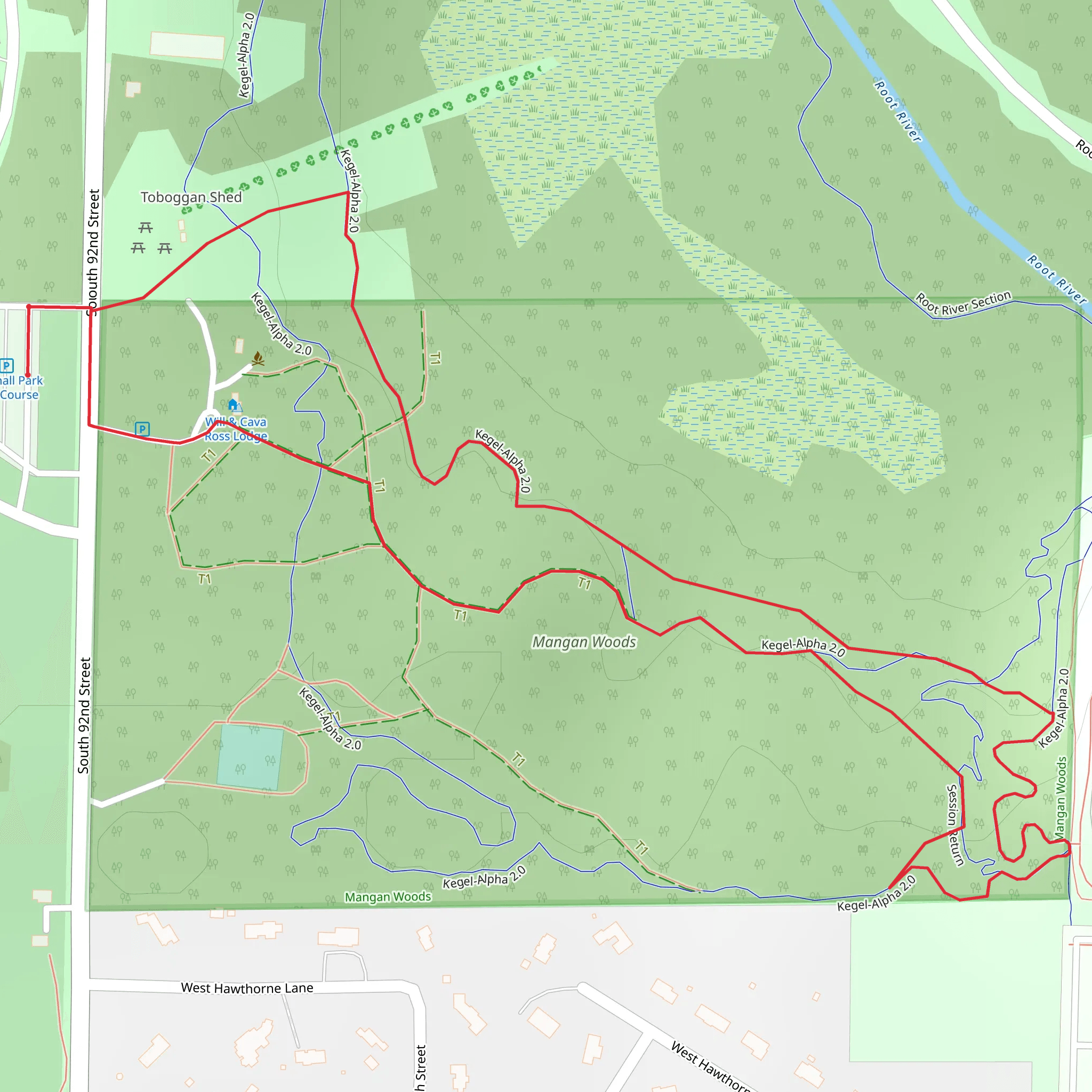 Mangan Woods Long Loop mobile static map