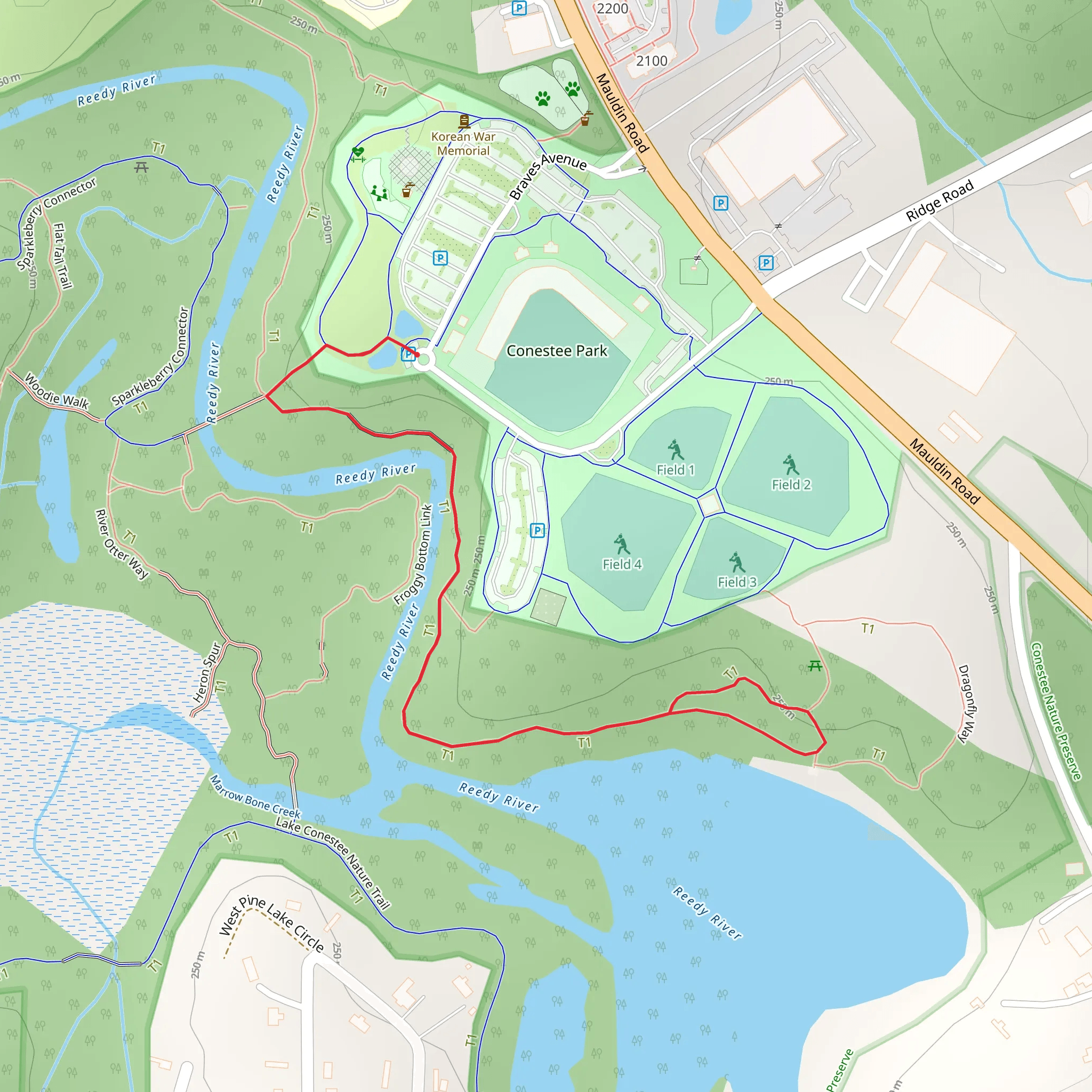 Chickadee Link and Racoon Run Loop mobile static map