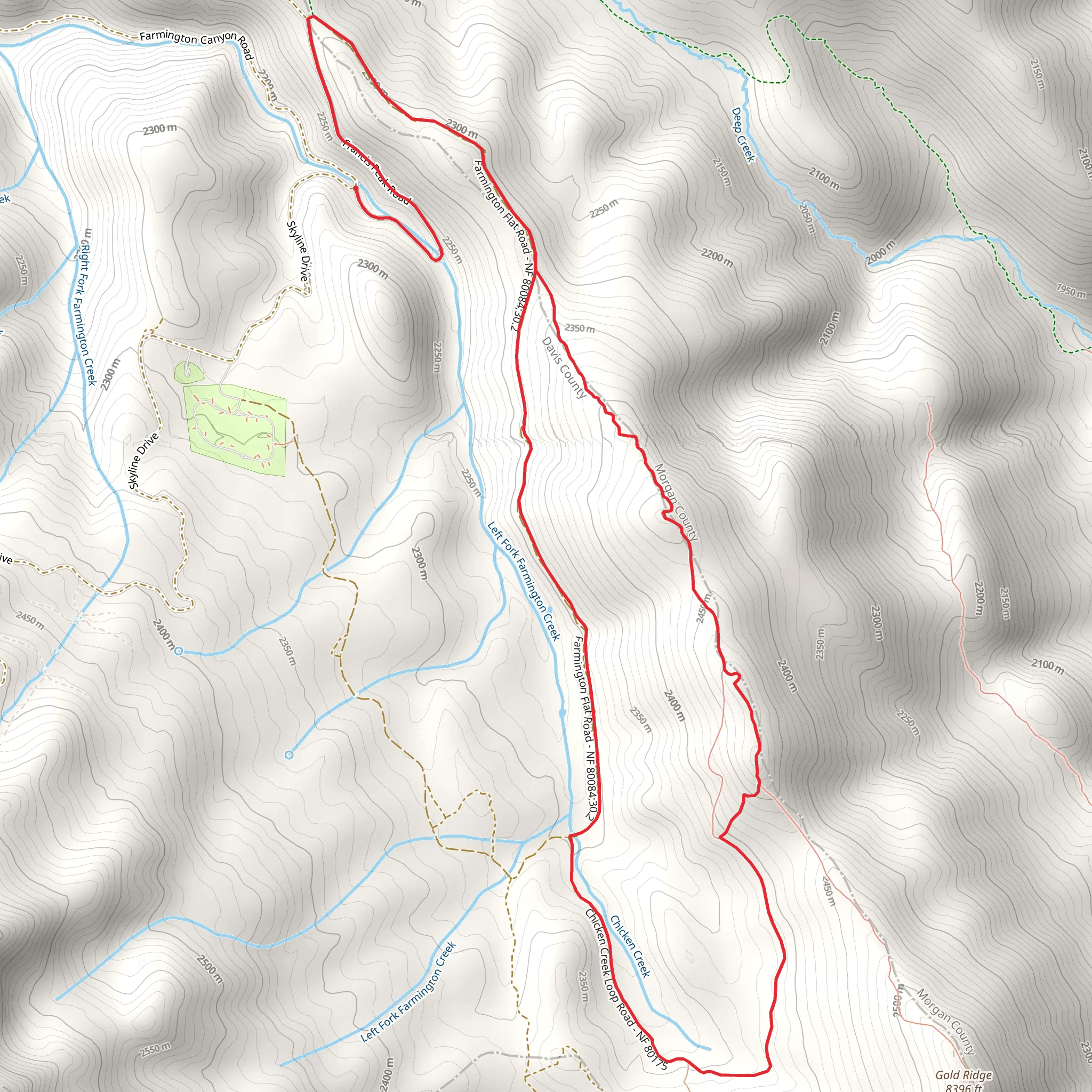 Gold Hill Trail and Francis Peak Road Loop mobile static map