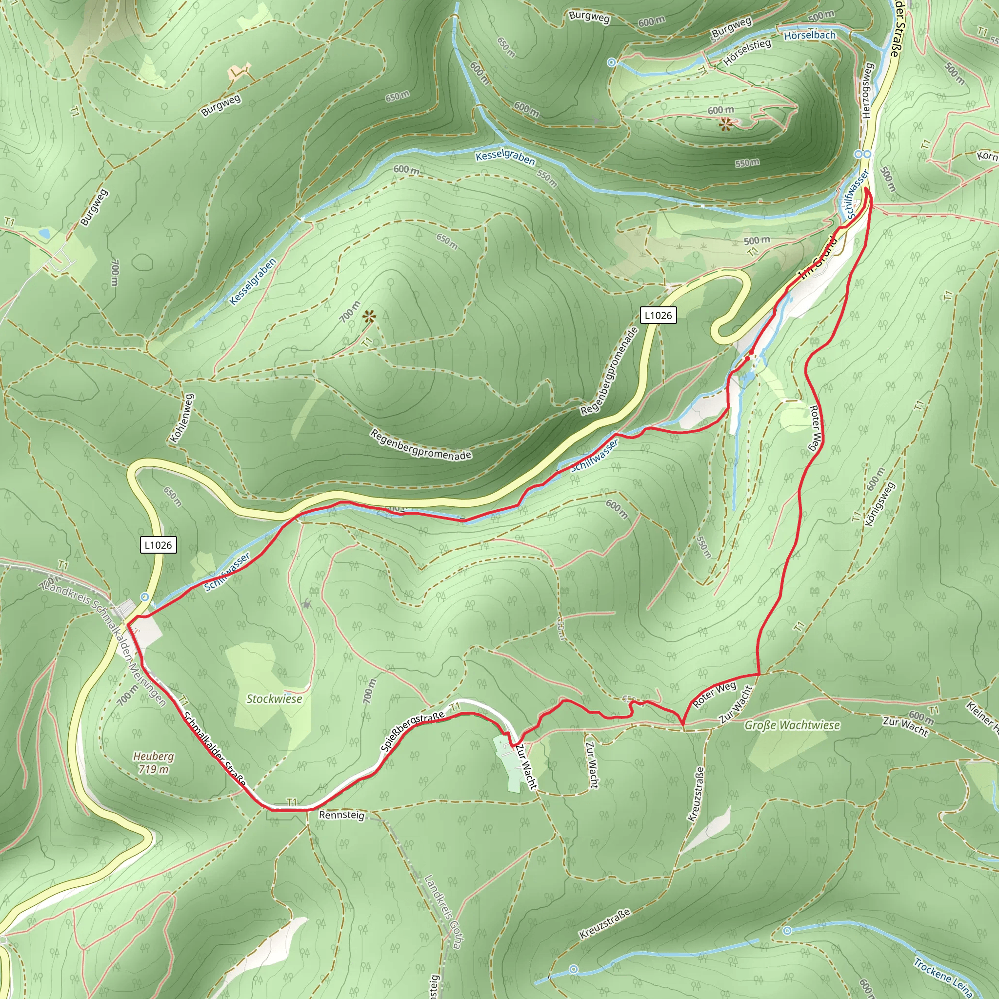 Spießbergbahn and Rennsteig Loop mobile static map