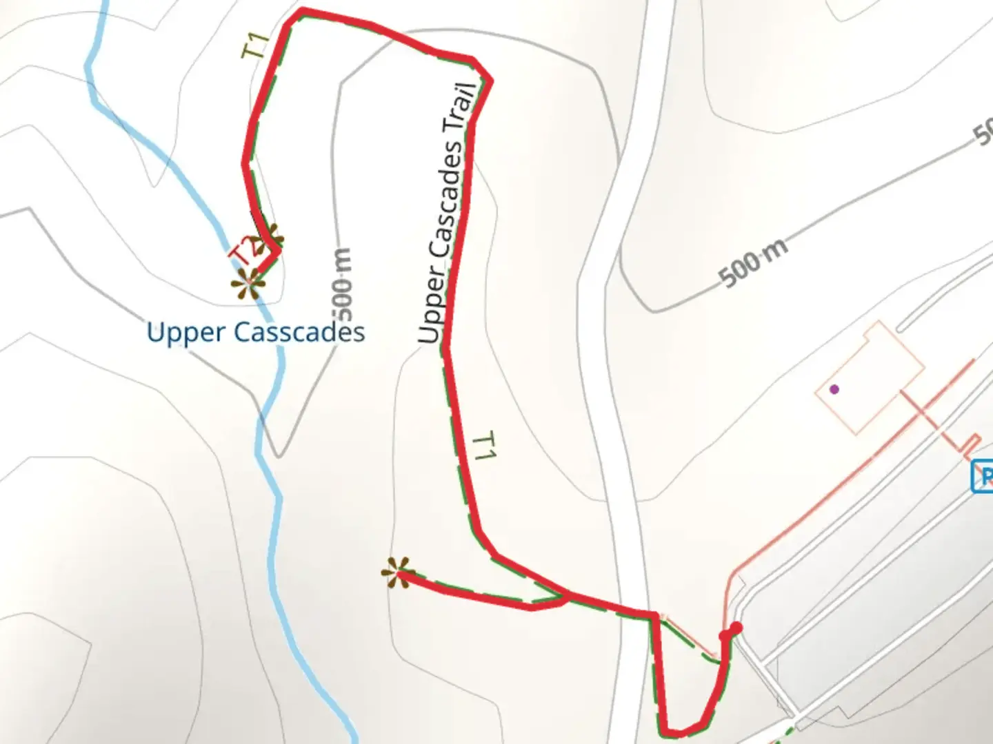 An image depicting the trail Upper Casscades and Rock Garden Trail and its surrounding area.
