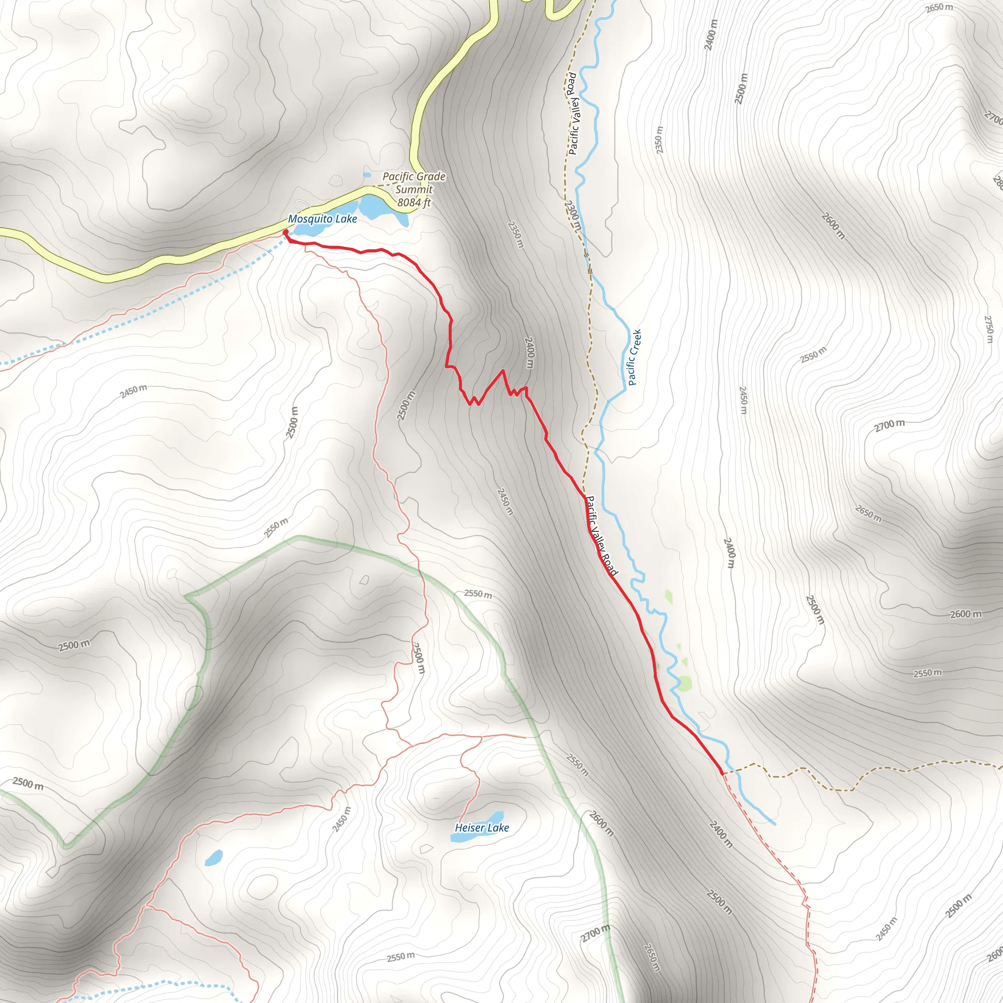 MCCT Mosquito Lakes to Pacific Valley Out and Back mobile static map