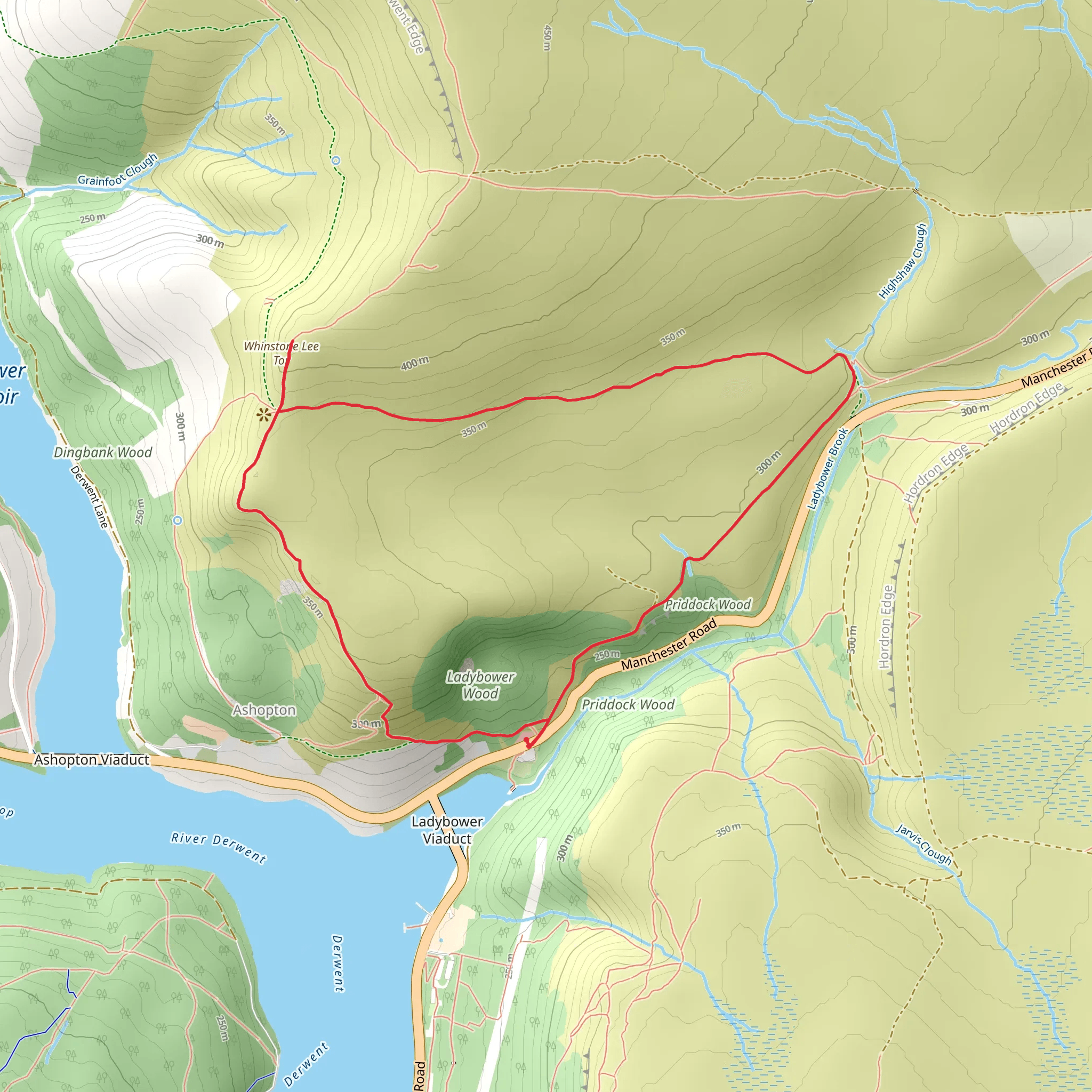 Lead Hill and Ladybower Wood Loop mobile static map