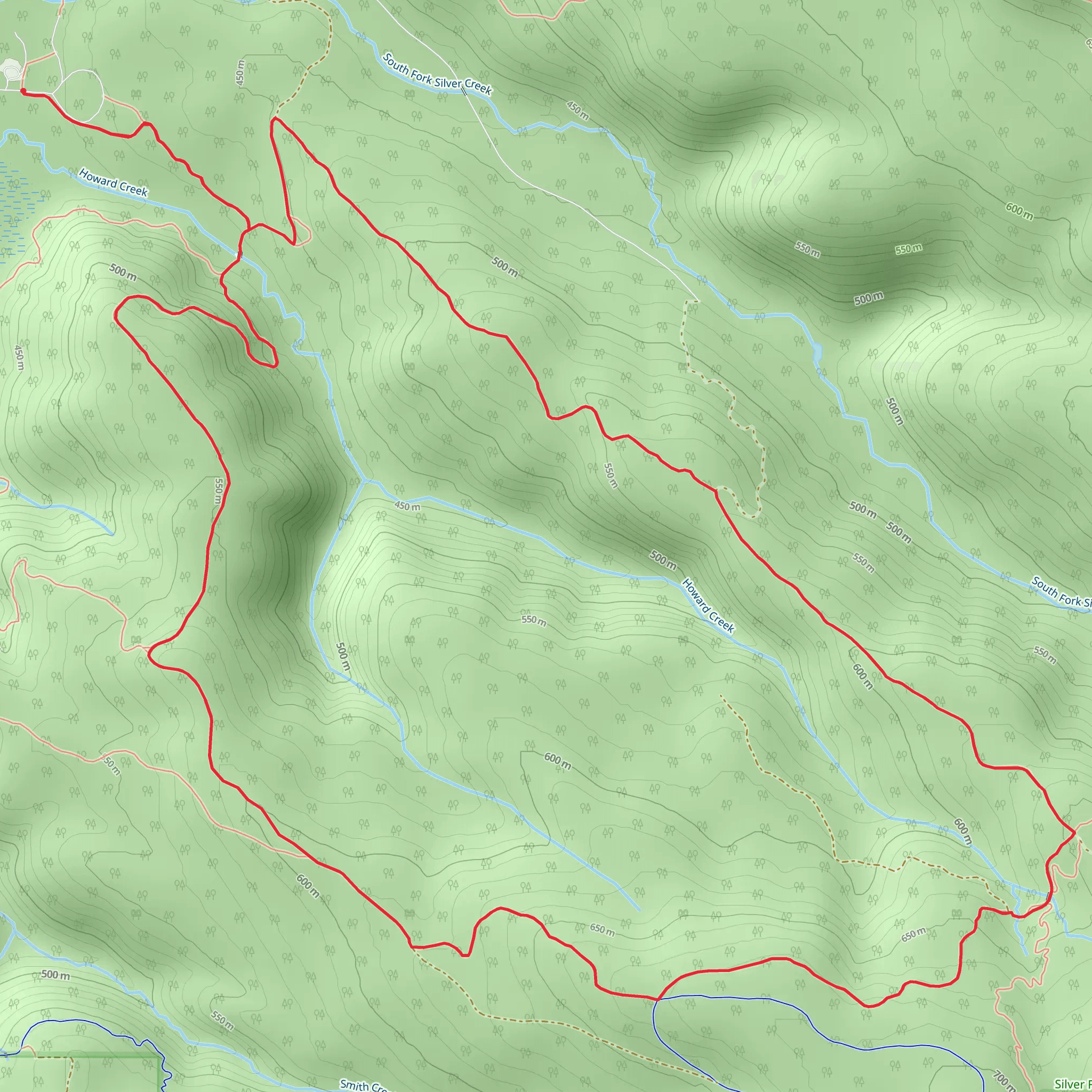 Howard Creek and Buck Mountain Loop mobile static map