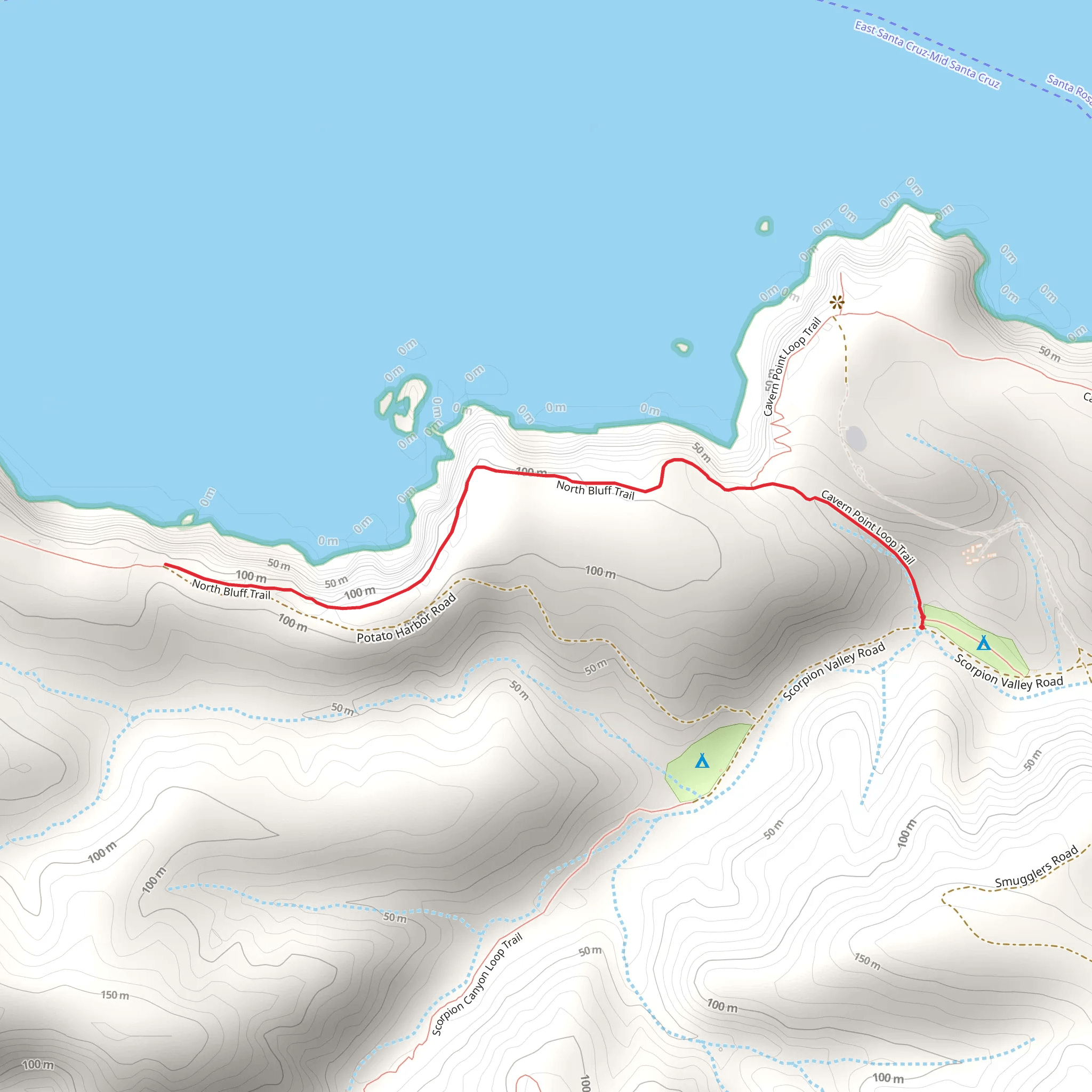 North Bluff Trail via Cavern Point Loop Trail mobile static map