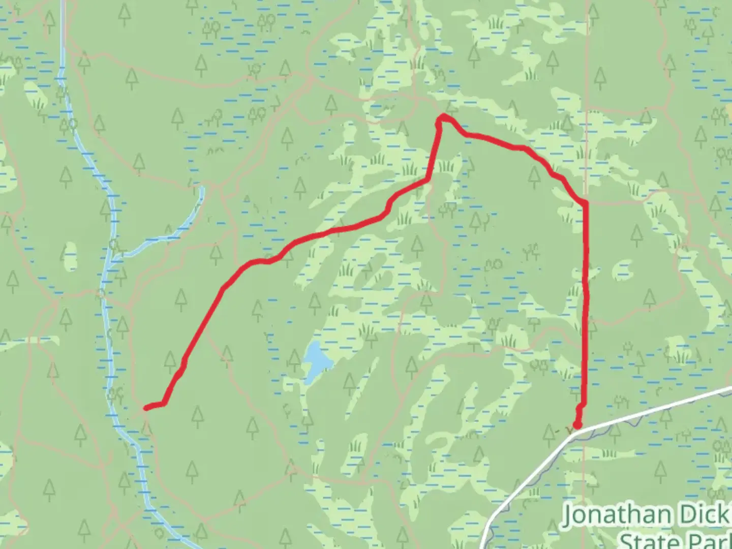 An image depicting the trail Red Trail - Eeagle View and its surrounding area.
