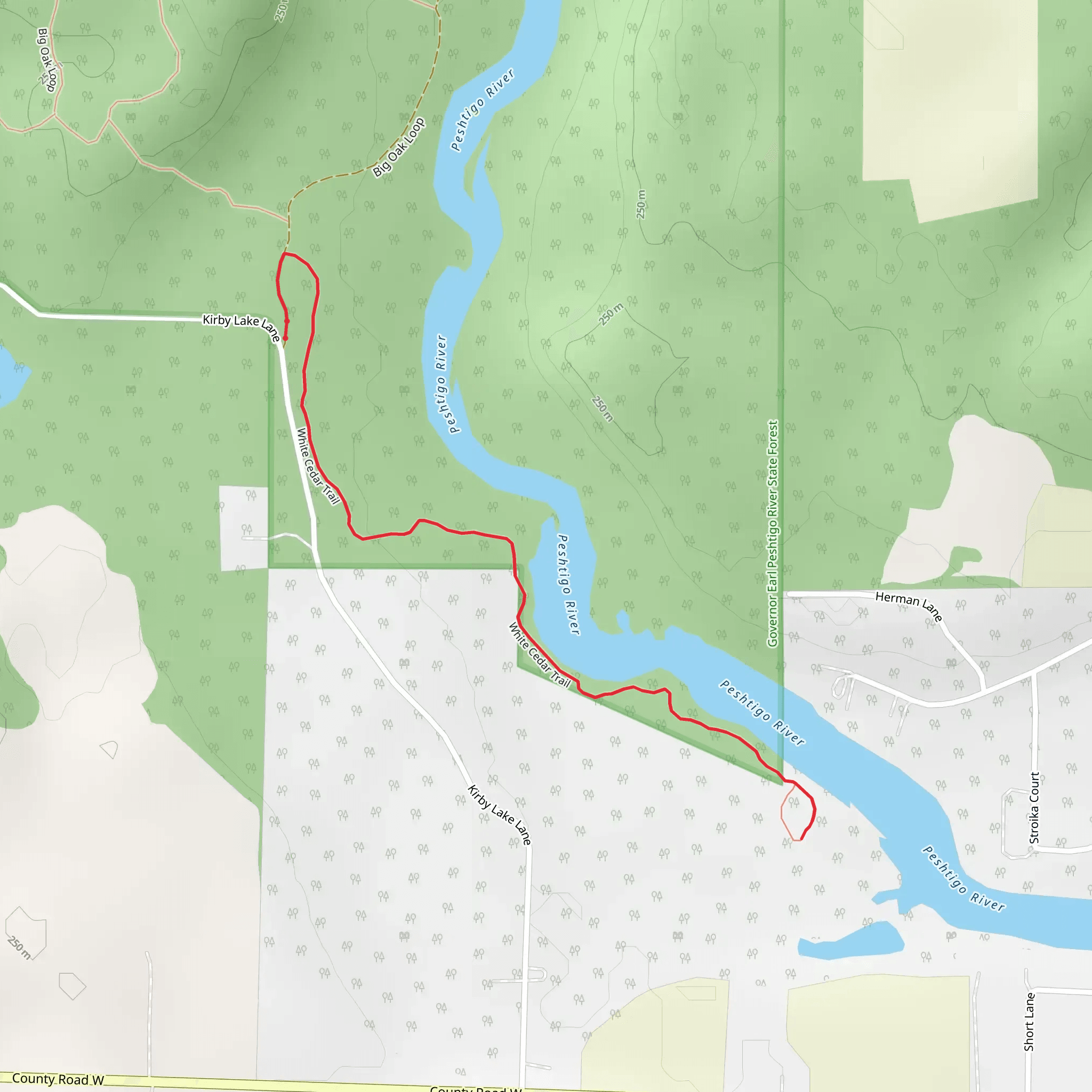 White Cedar Trail mobile static map
