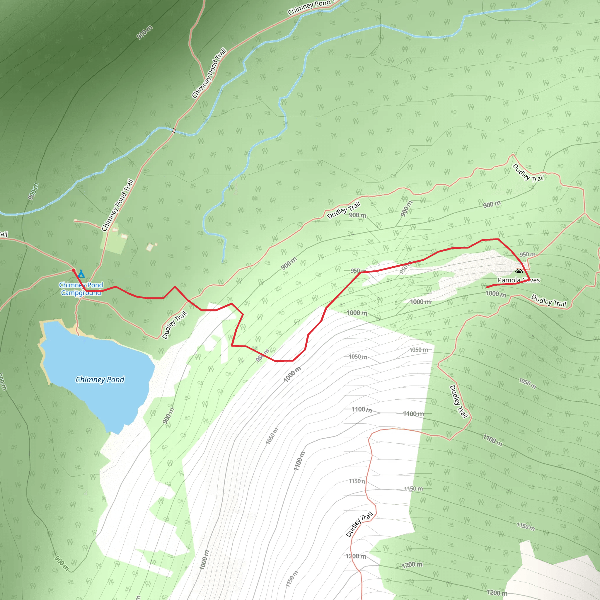 Walk along Chimney Pond Campground mobile static map