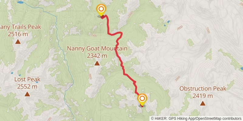 Mccall Gulch Trail via Larch Creek Billy Goat Pass Creek stage 2 Map