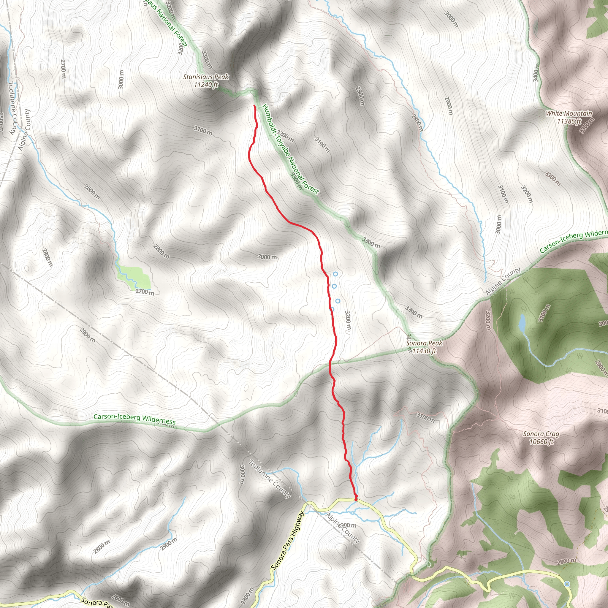 Stanislaus Peak Trail mobile static map