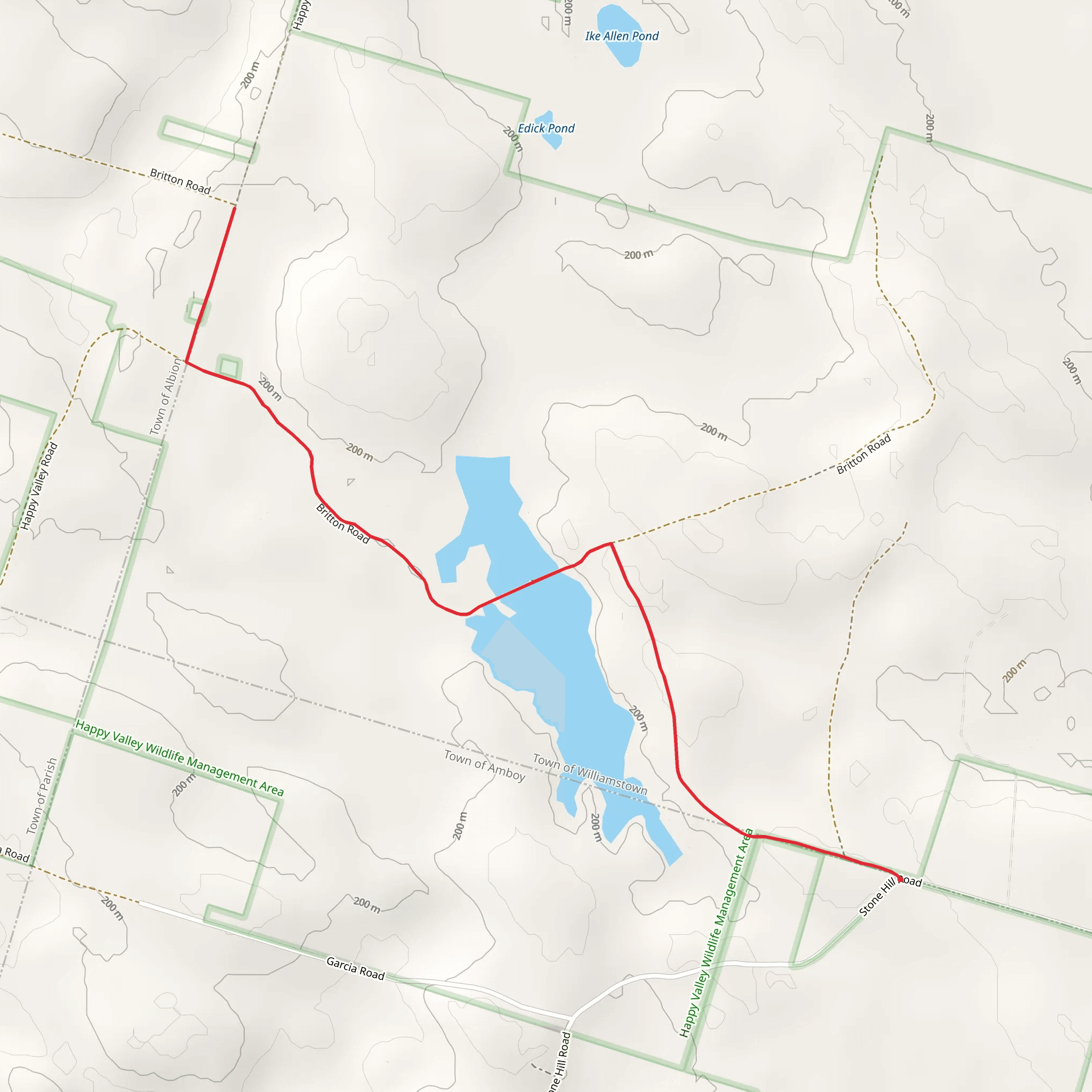Long Pond and Happy Valley Trail mobile static map