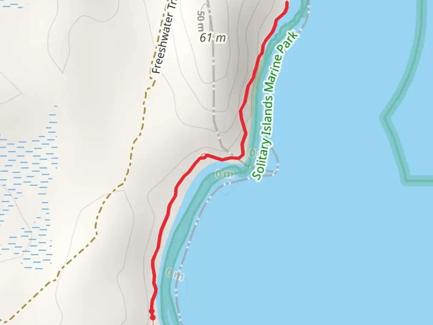 An image depicting the trail Freshwater Track and its surrounding area.