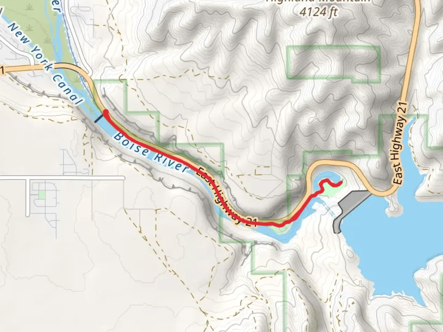 An image depicting the trail Discovery Picnic Area and Lucky Peak State Park Walk and its surrounding area.