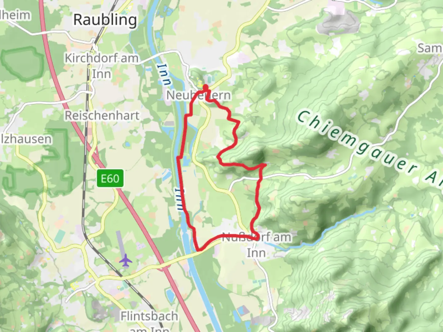 An image depicting the trail Nussdorf Loop and its surrounding area.