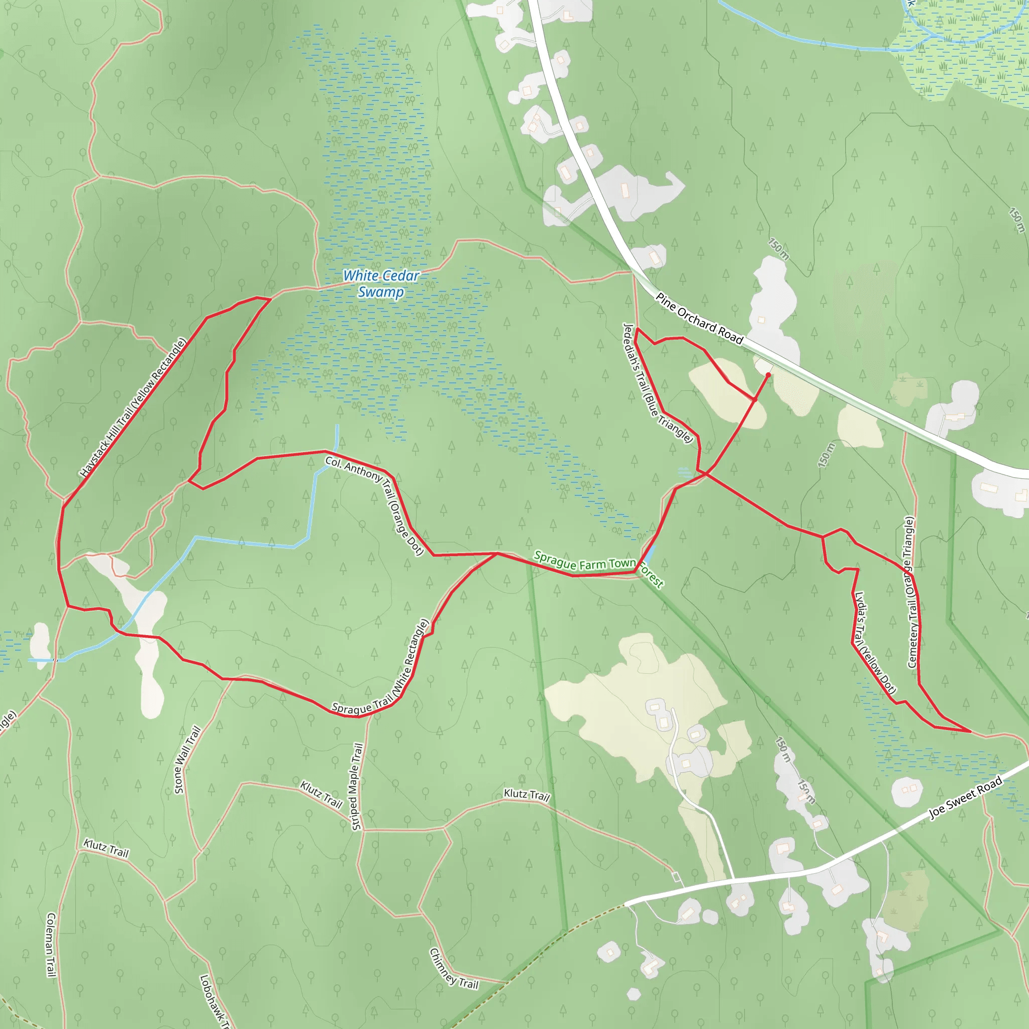 Sprague Trail, Lydia's Trail and Haystack Hill Loop Trail mobile static map