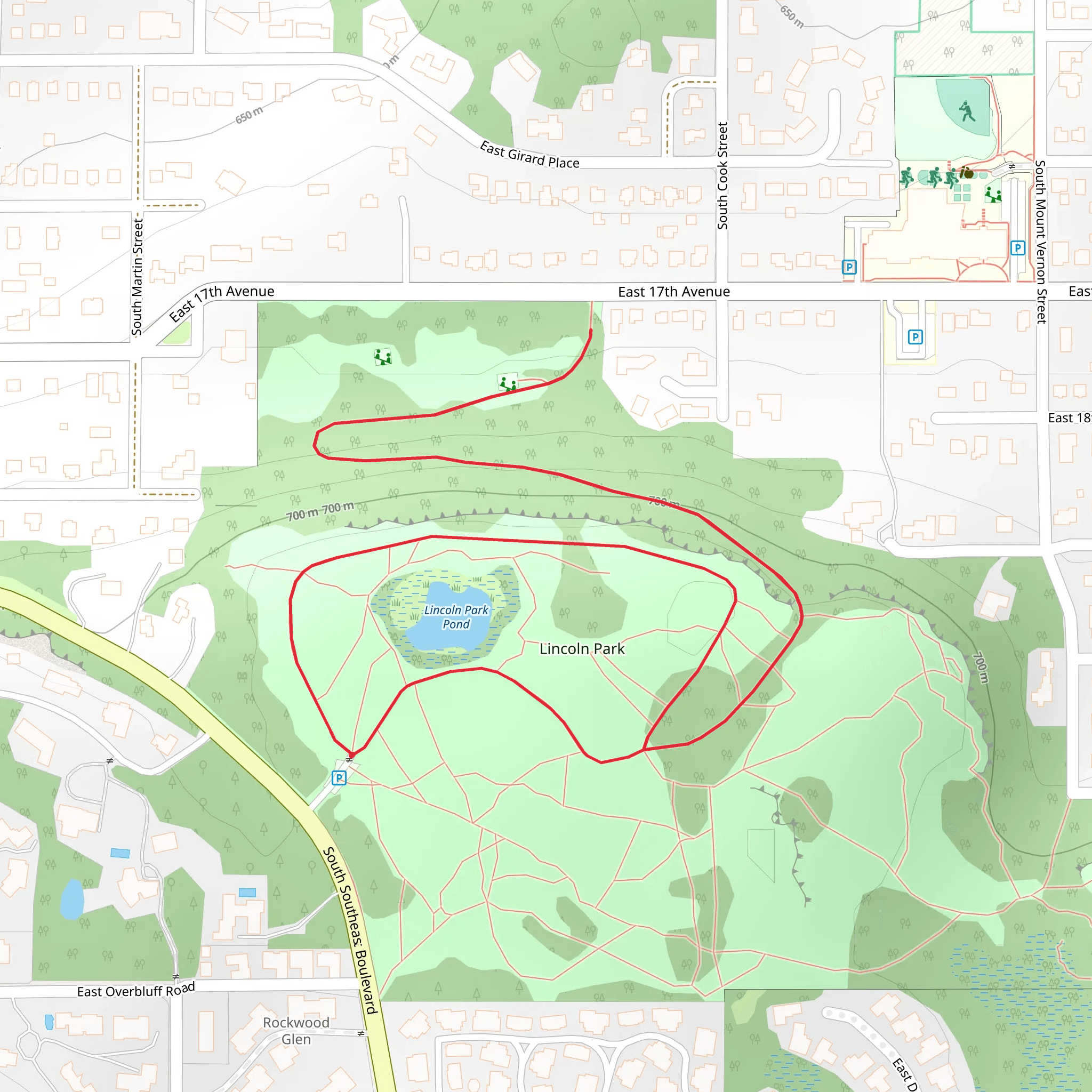 Lincoln Park Pond Loop mobile static map