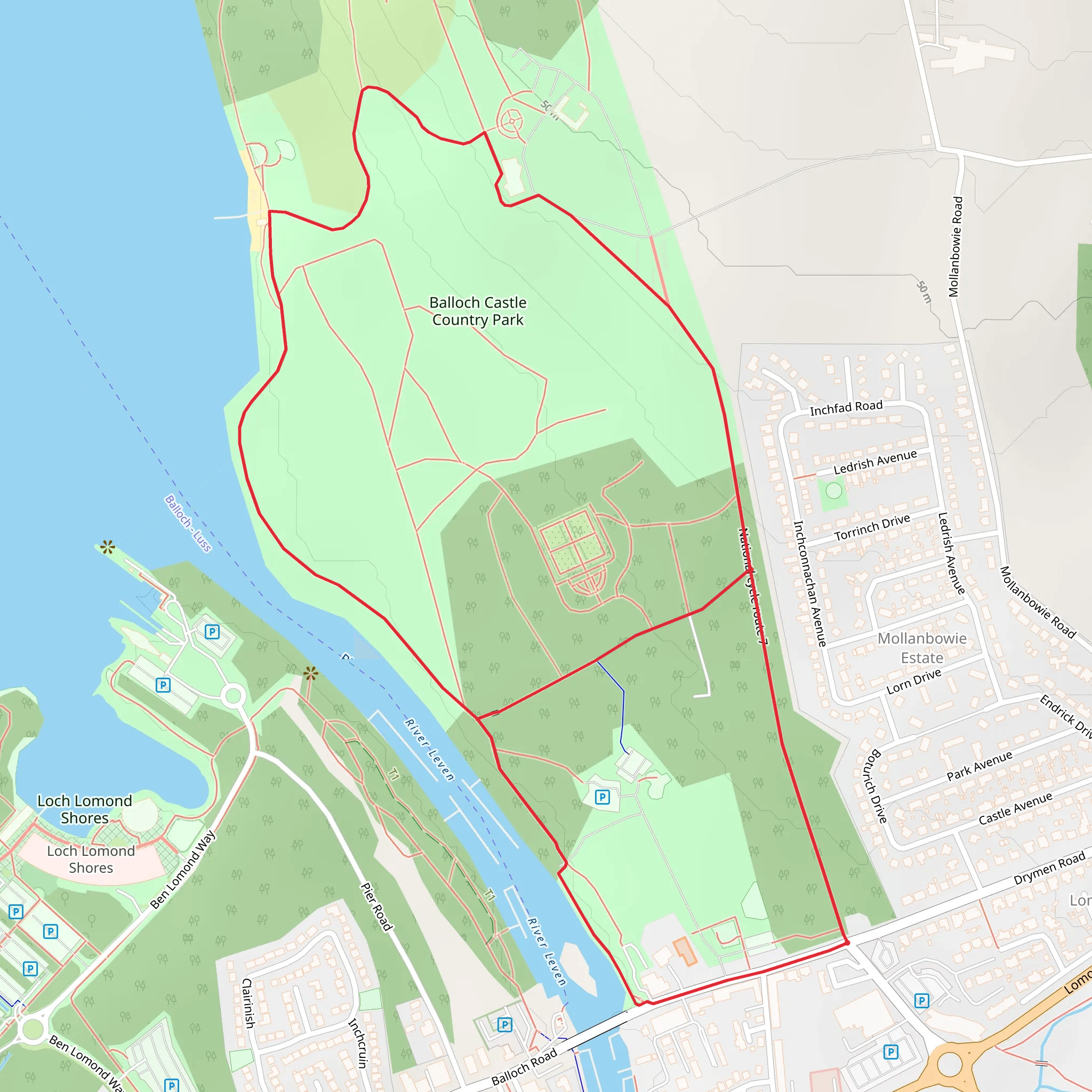 Balloch Castle Country Park - Castle View Route mobile static map