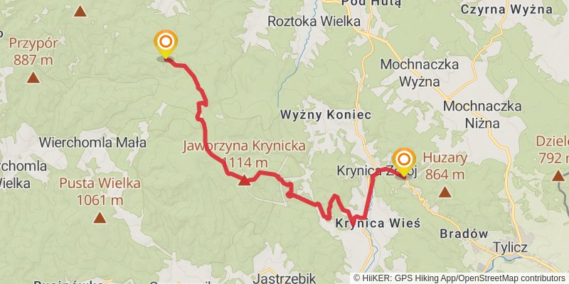 Main Beskid Trail stage 16 Map