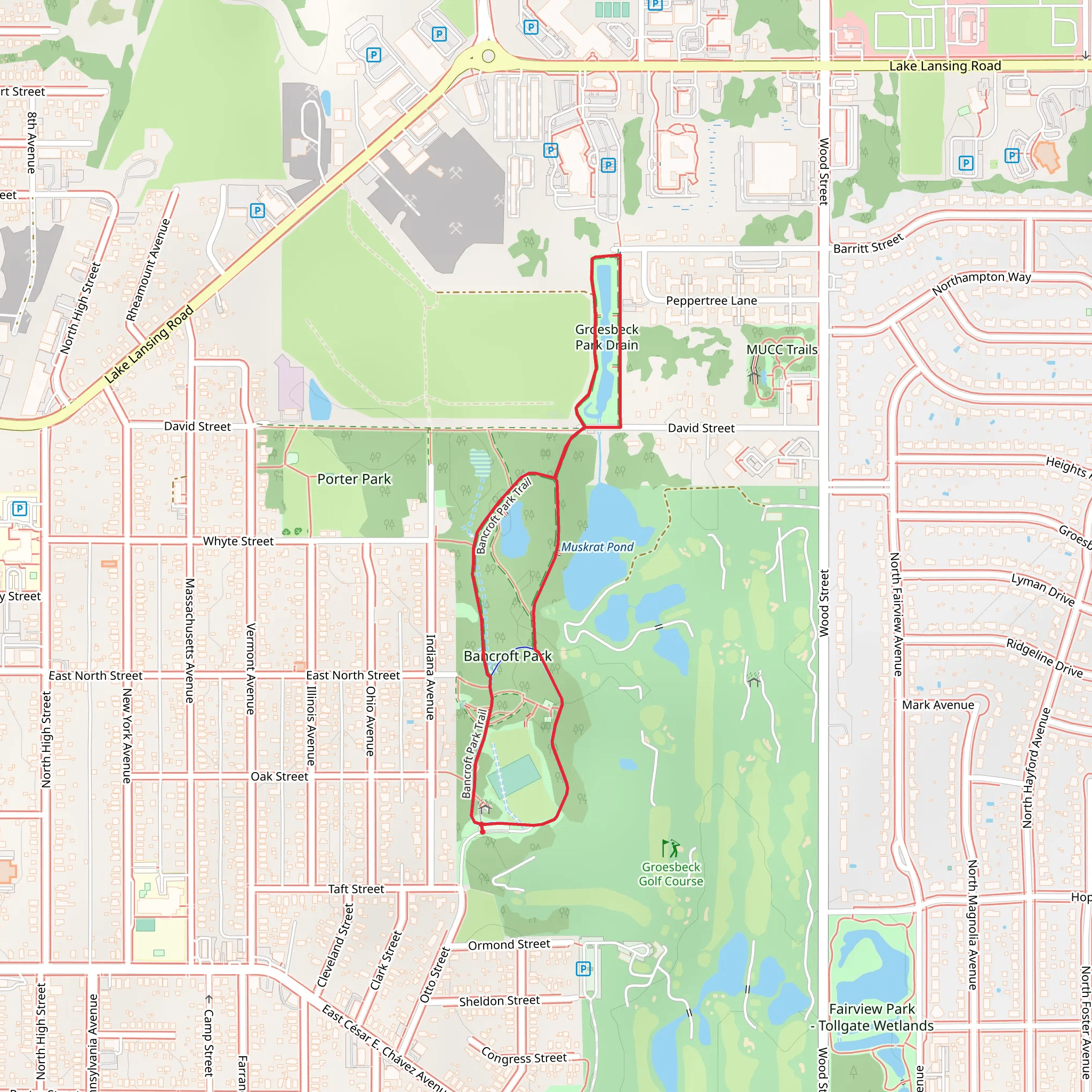 Groesbeck Park Drain and Bancroft Park Loop mobile static map