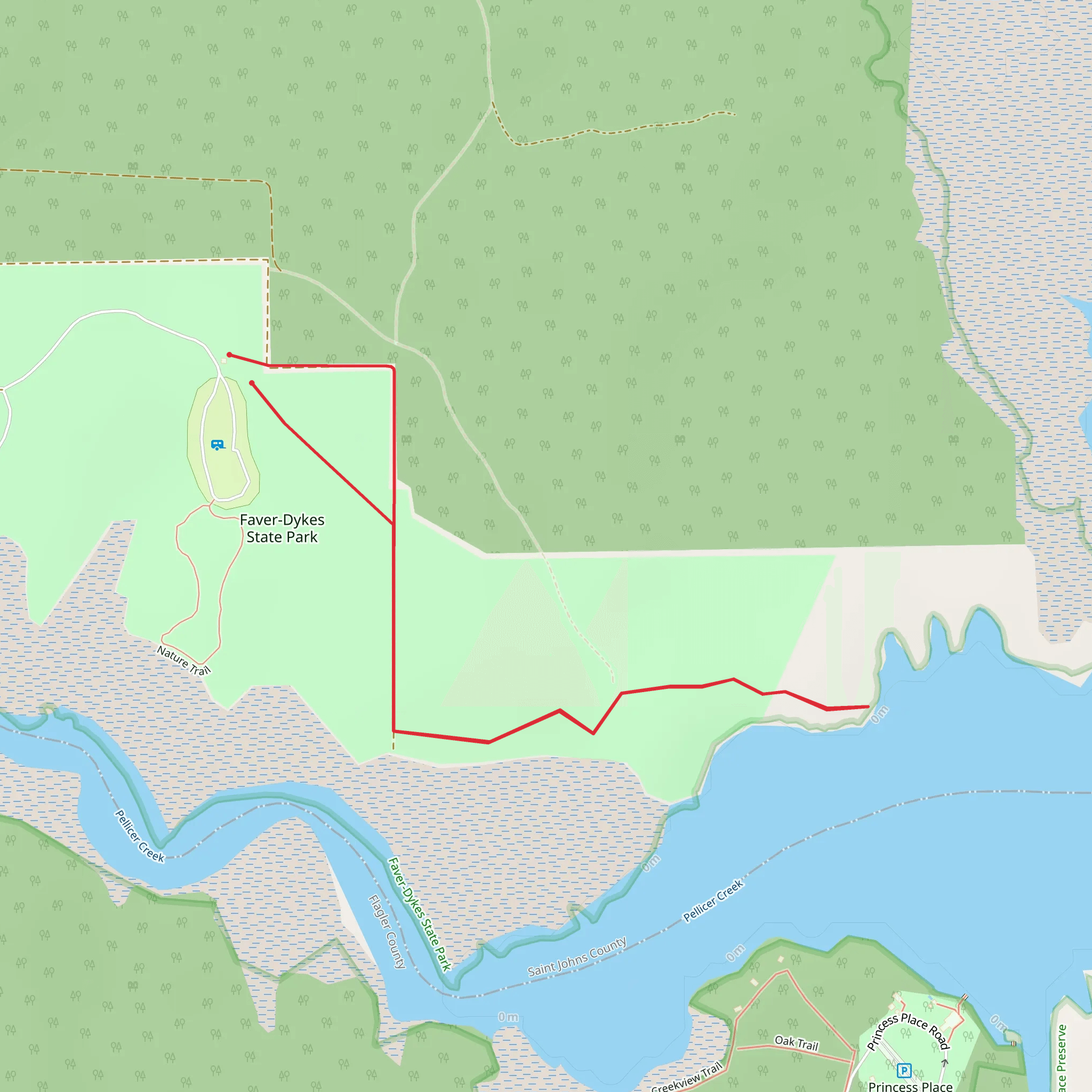 Faver-Dykes State Park - Pellicer Creek mobile static map