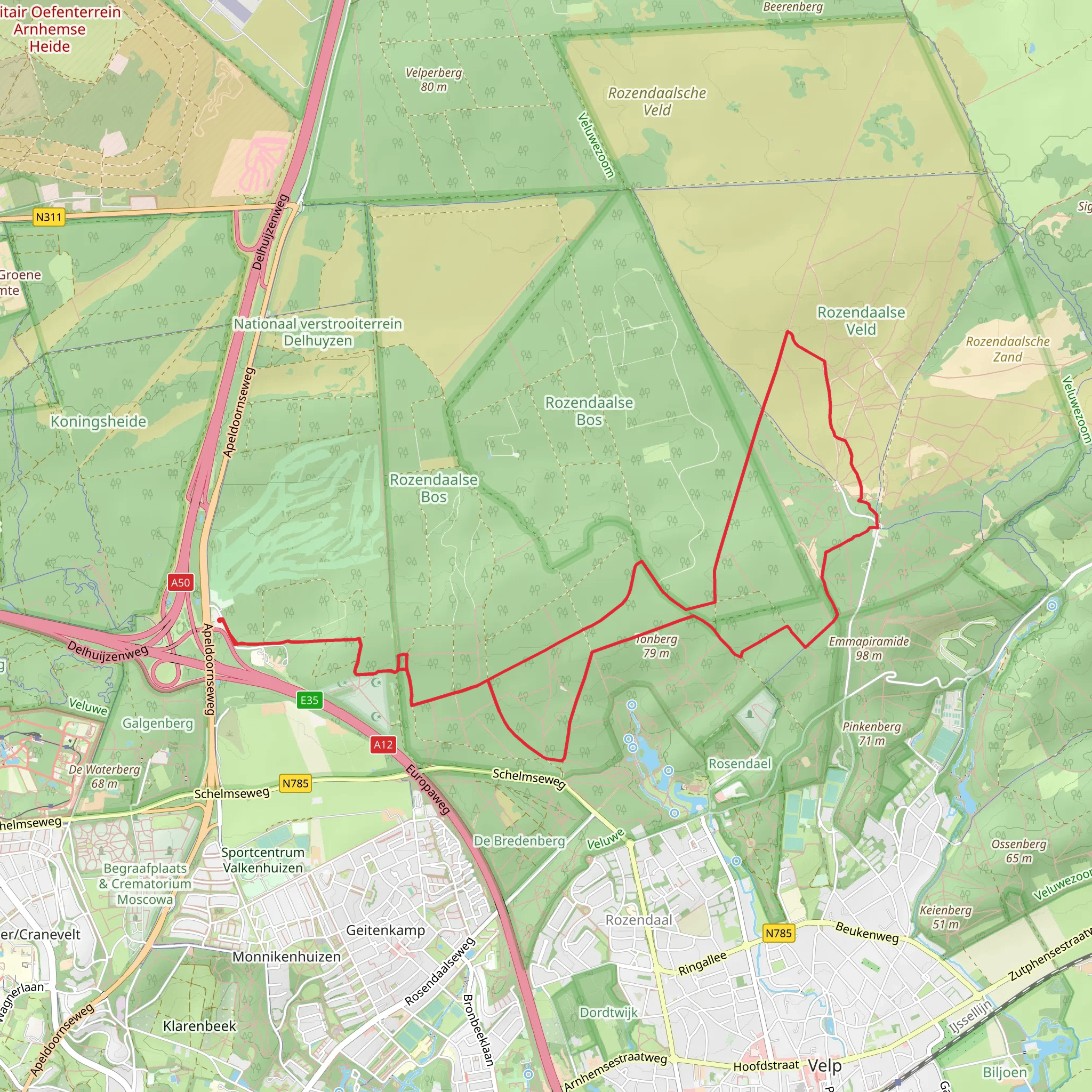 Vossenberg and Rozendaalsche Veld Loop mobile static map