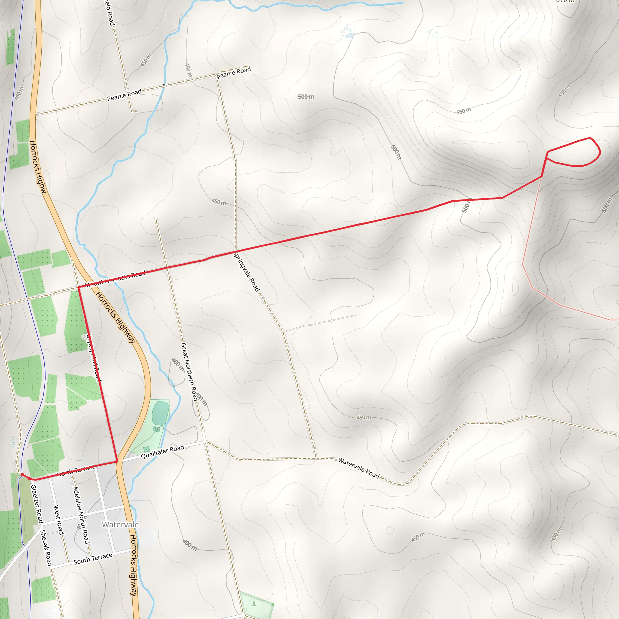 Watervale to Mount Horrocks Short Walk mobile static map