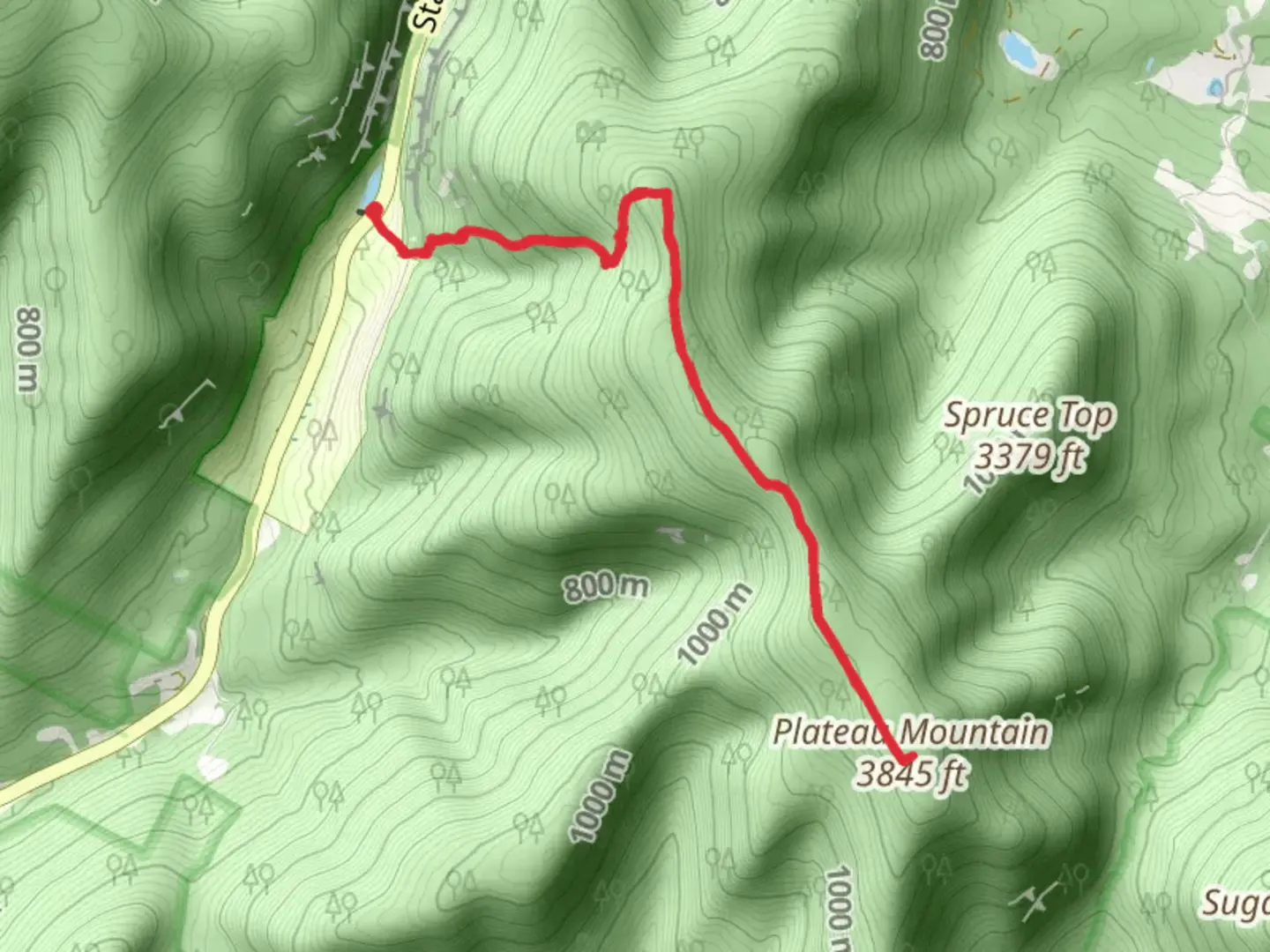 An image depicting the trail Plateau Mountain via Devil's Path and its surrounding area.