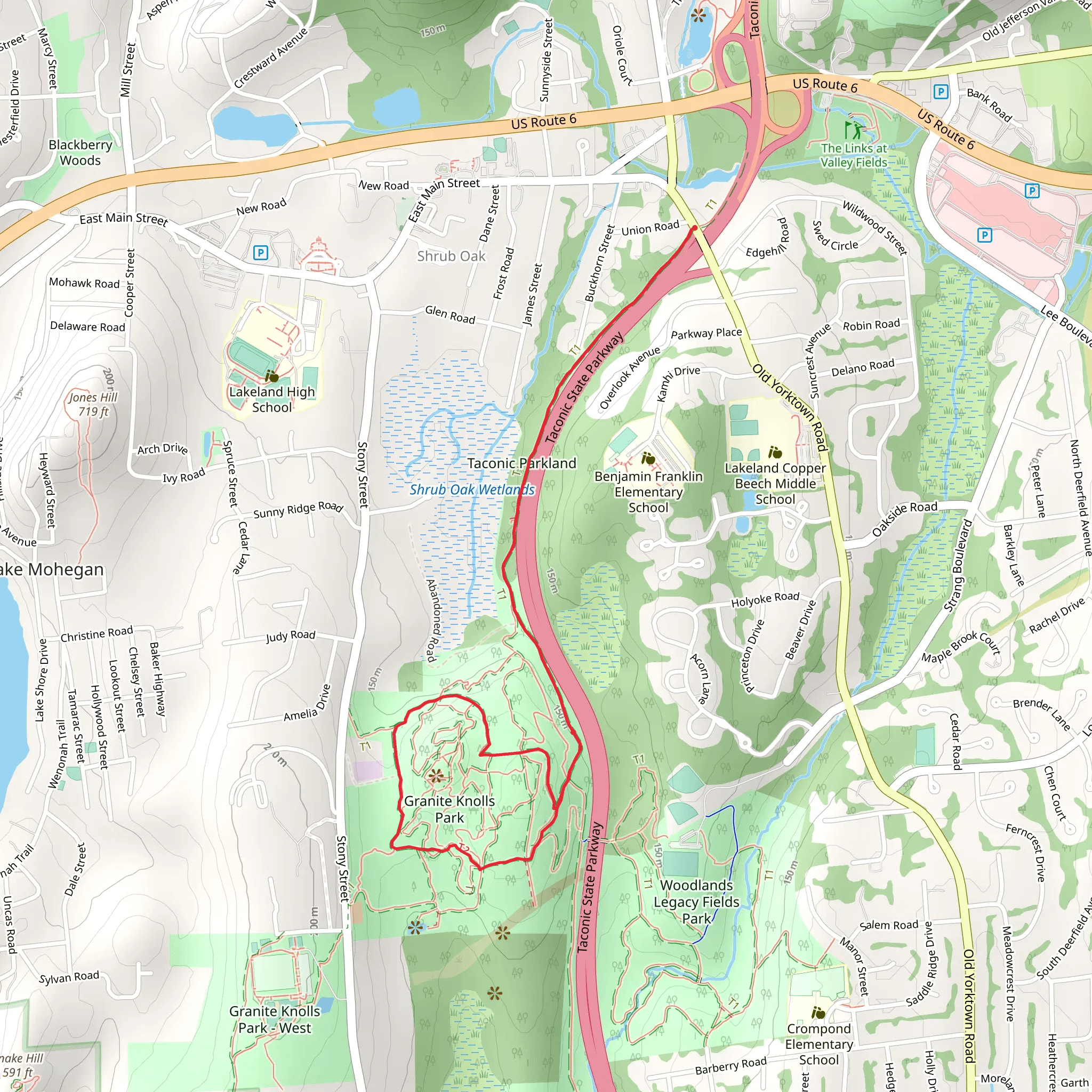 W and Y Trail Loop Trail - Granite Knolls Park mobile static map