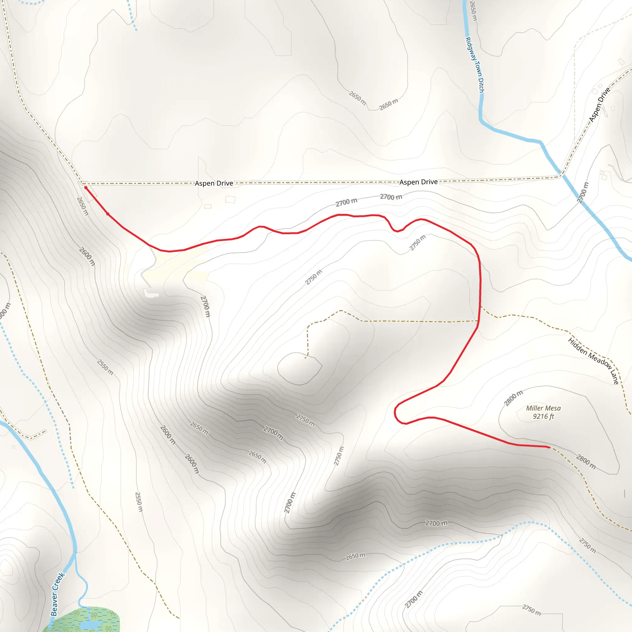 Miller Mesa via Miller Mesa Nordic mobile static map