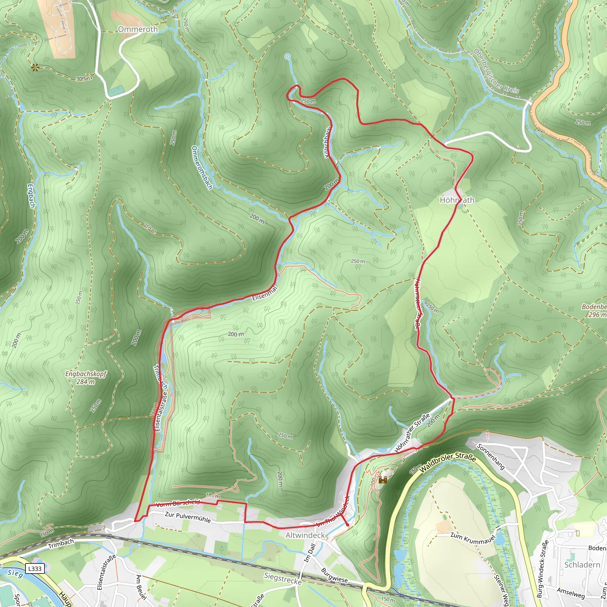 Altwindeck Rundweg Dreieck and Kreis mobile static map