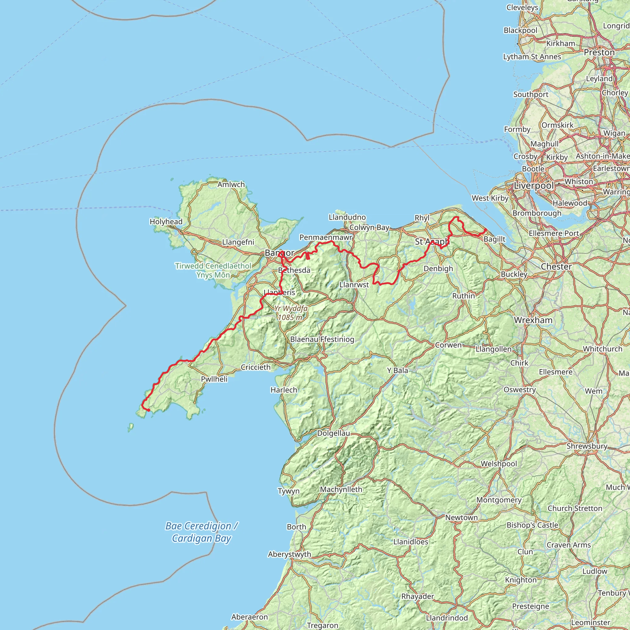 North Wales Pilgrim's Way - Taith Pererin Gogledd Cymru mobile static map