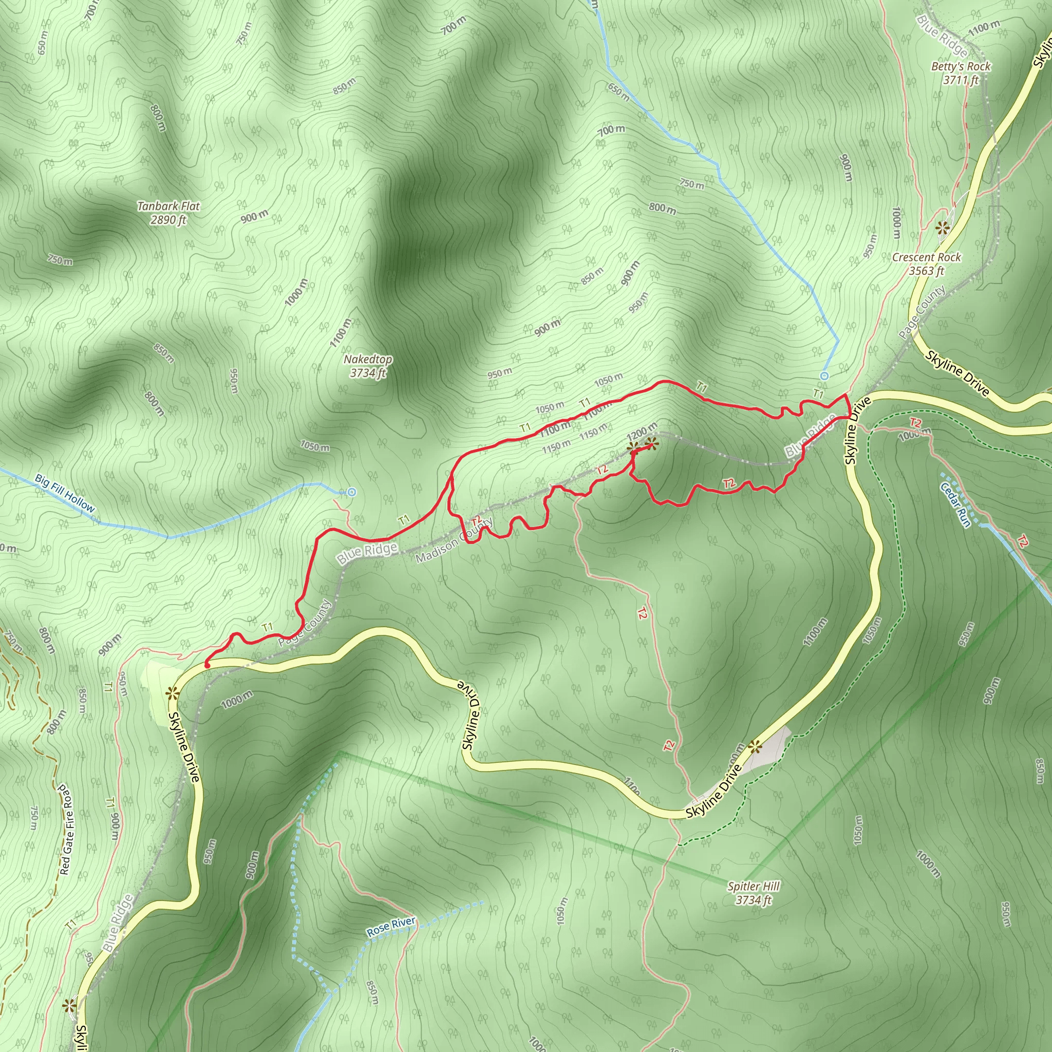 Hawksbill via Appalachian Trail and Lower Hawksbill Trail mobile static map