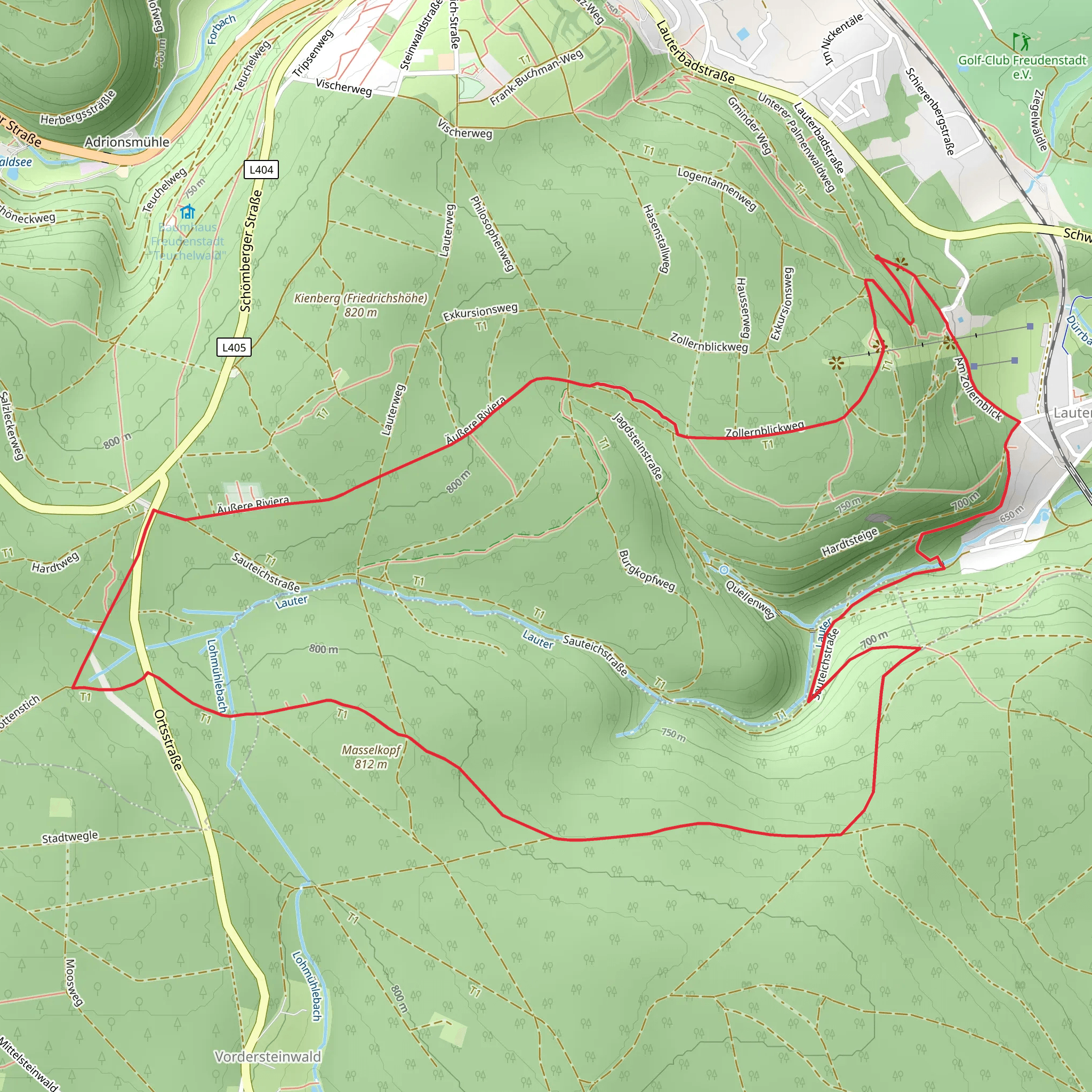 Lauterbad Loop via Laitweg and Großvatertanne mobile static map
