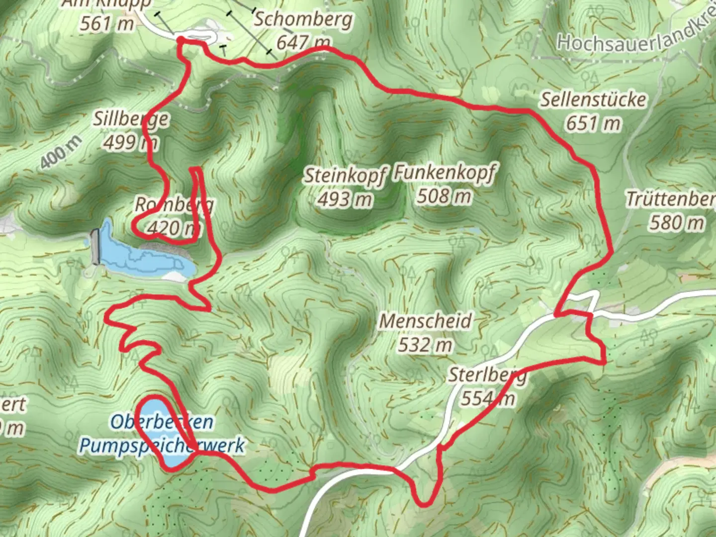 An image depicting the trail Wildewiese Loop via Oberbecken Pumpseicherwerk and its surrounding area.